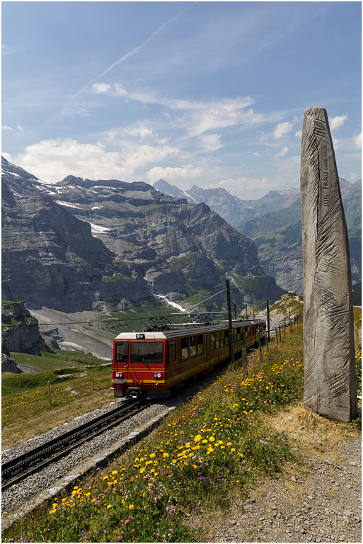 Train from Kleine Scheiddeg heading up to Jungfraujoch
