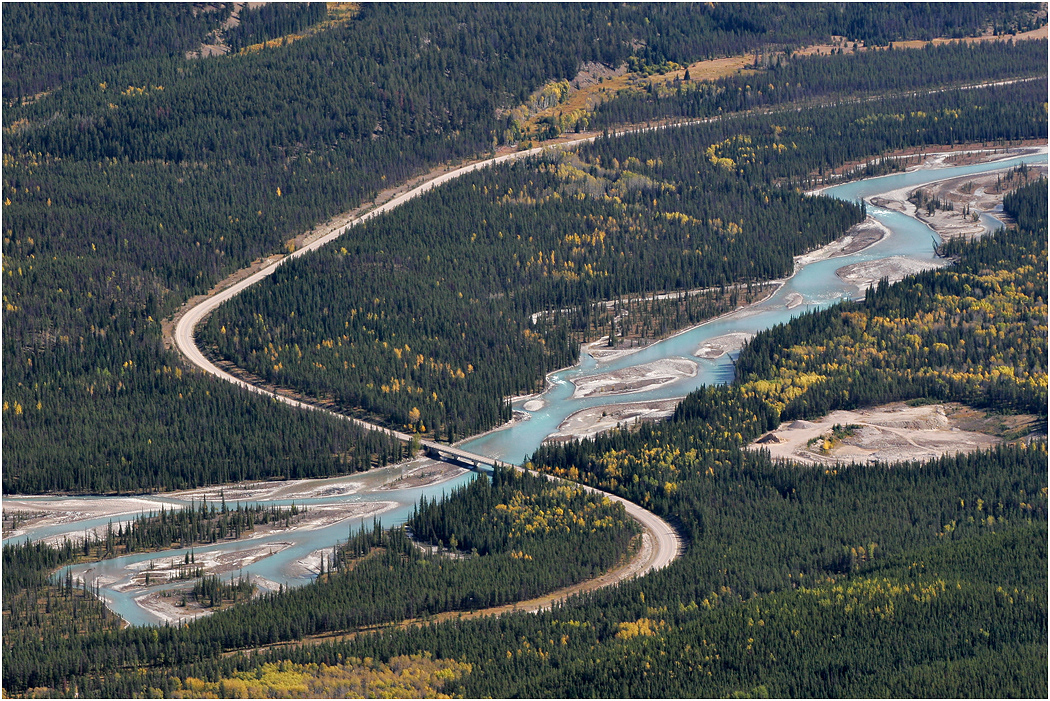 Rte 93 crosses the Athabasca and  finishes in Jasper