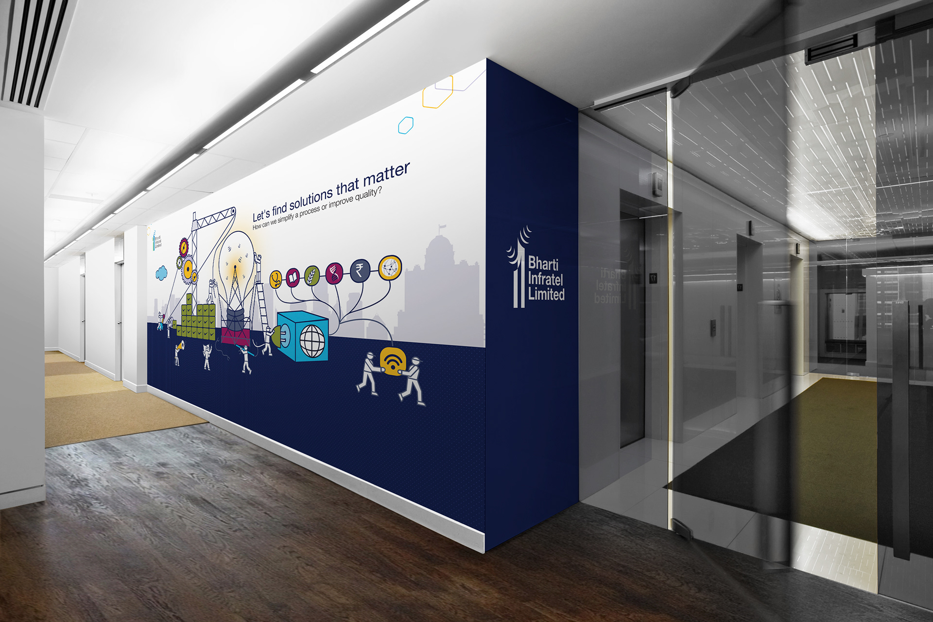 Ashabhi Design LLP - Bharti Infratel Office interior graphics Ashabhi Design LLP - Bharti Infratel Office interior graphics