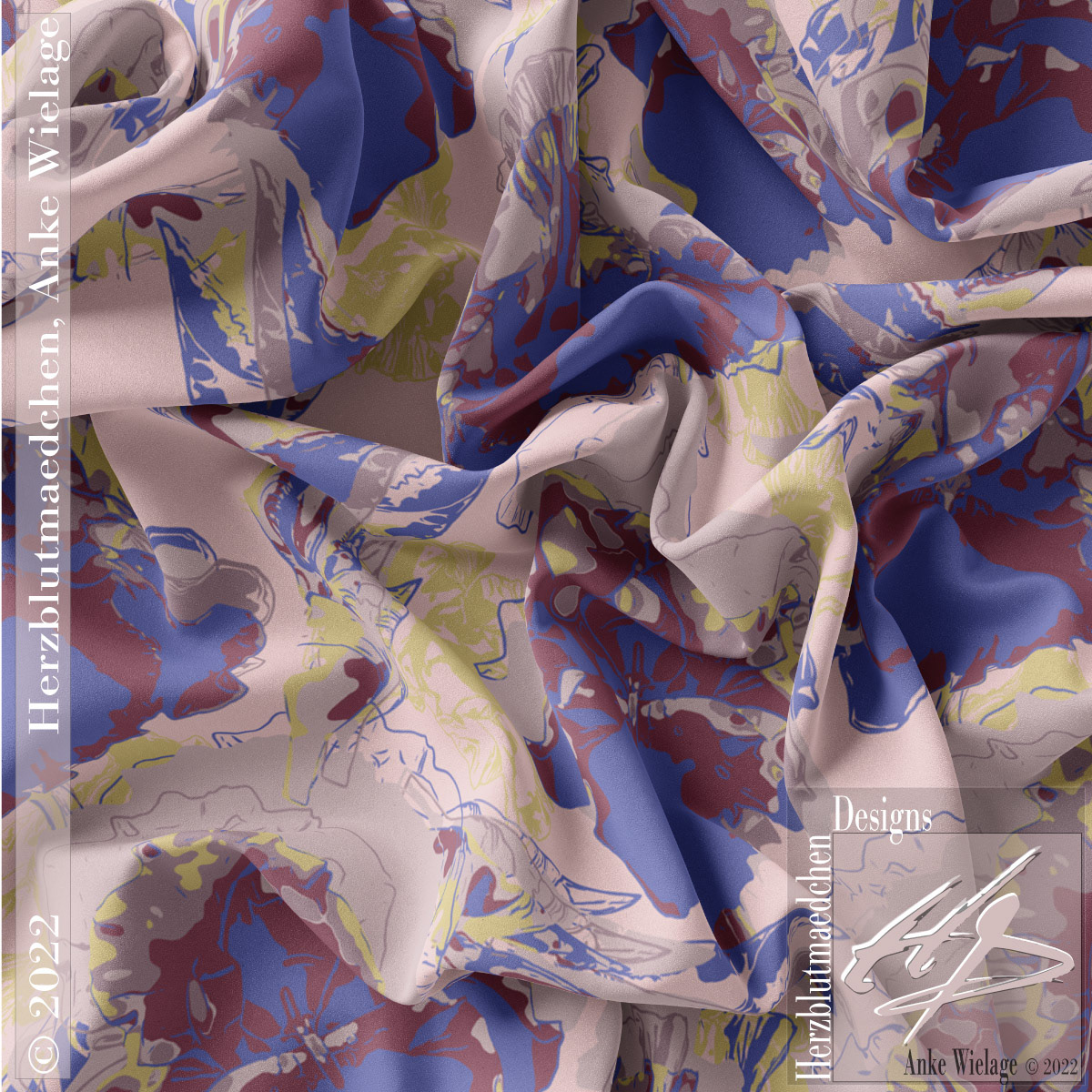 'ALTAVIA' on a silk fabric