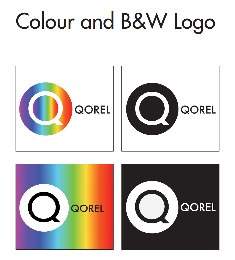 Final Logo (Top Left) with other black and white logo variations