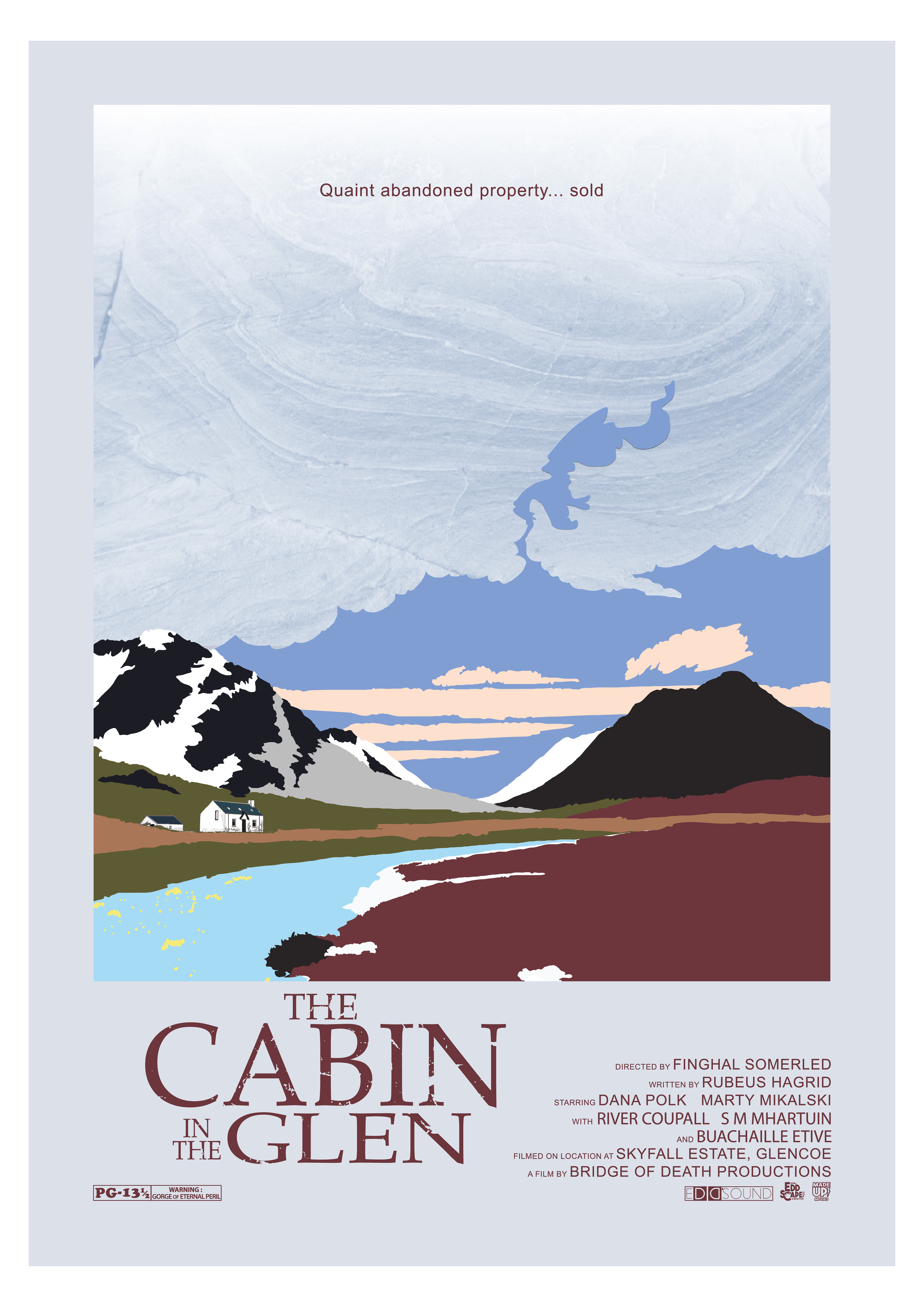 The Cabin In The Glen - Glen Coe, The Highlands, Scotland, Movie Poster Art, Giclee Print, Wall Art, made up movies, pop culture, local history, landmarks