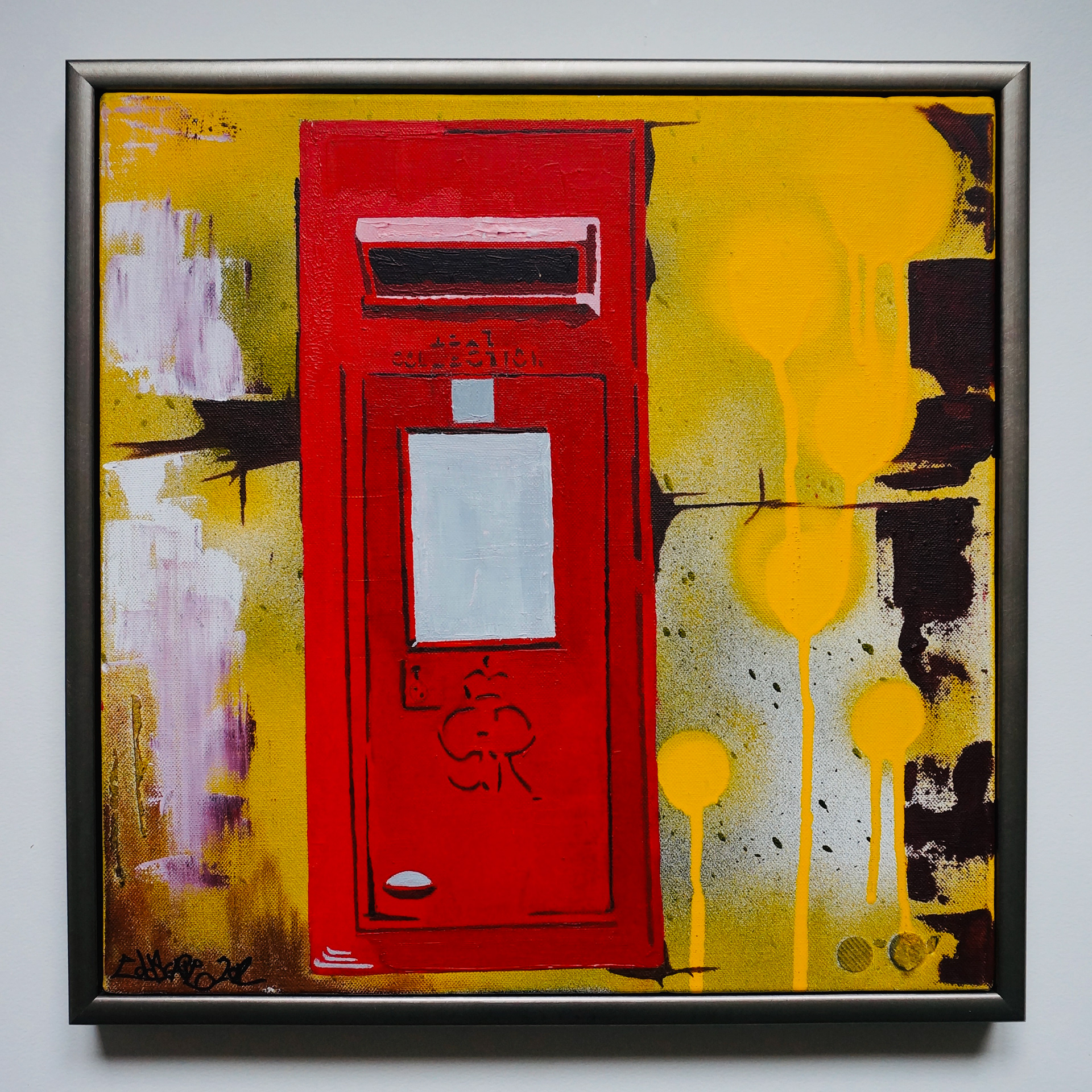 Classic On A Wall - post box, acrylic on canvas painting