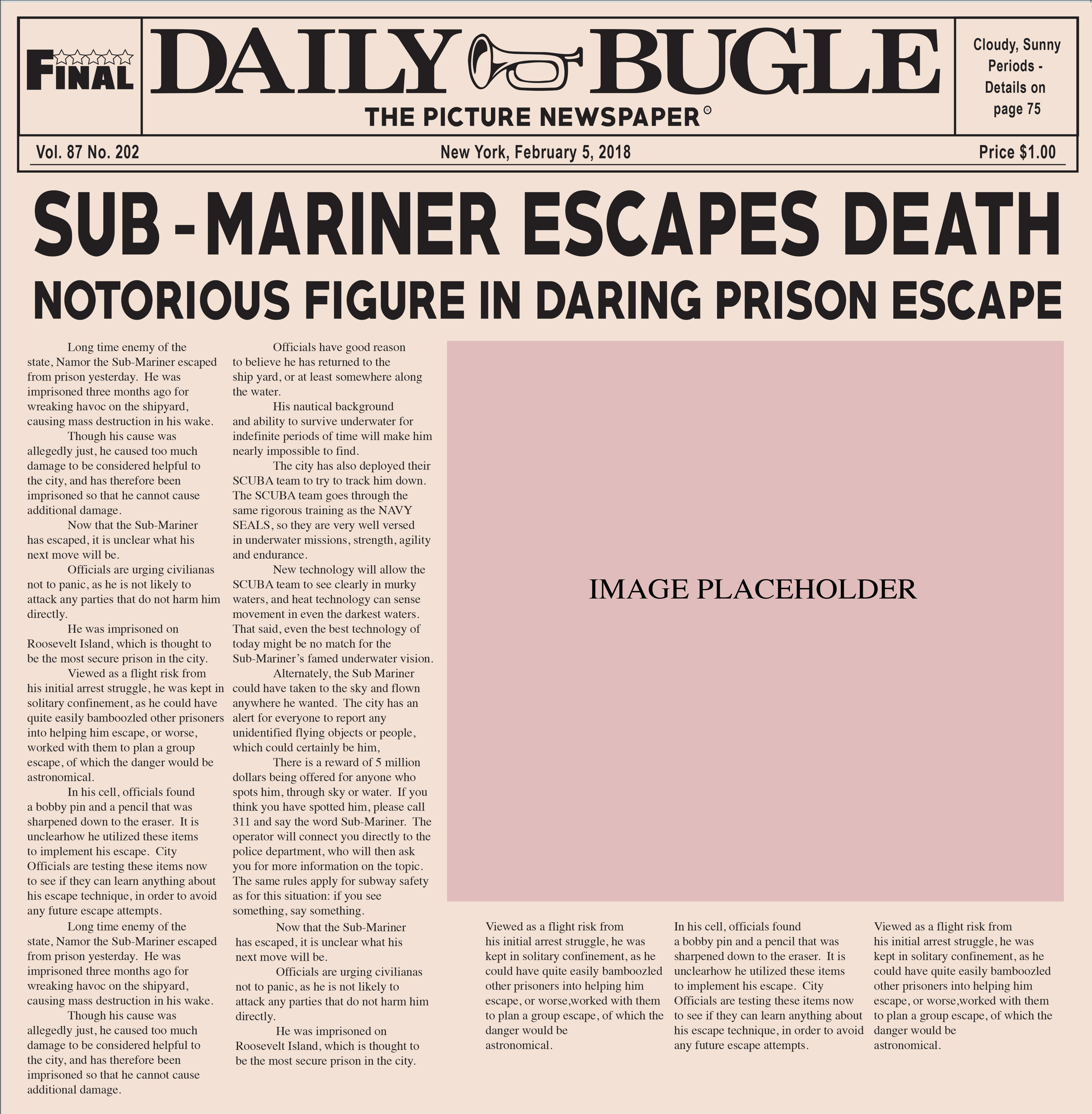 Newspaper Layout and Original Stories