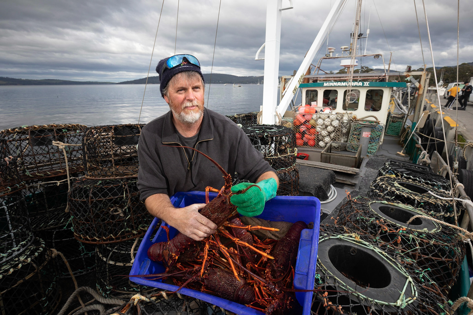 Tasmanian southern lobster fisherman Clive Perryman  at Margate in Southern Tasmania.