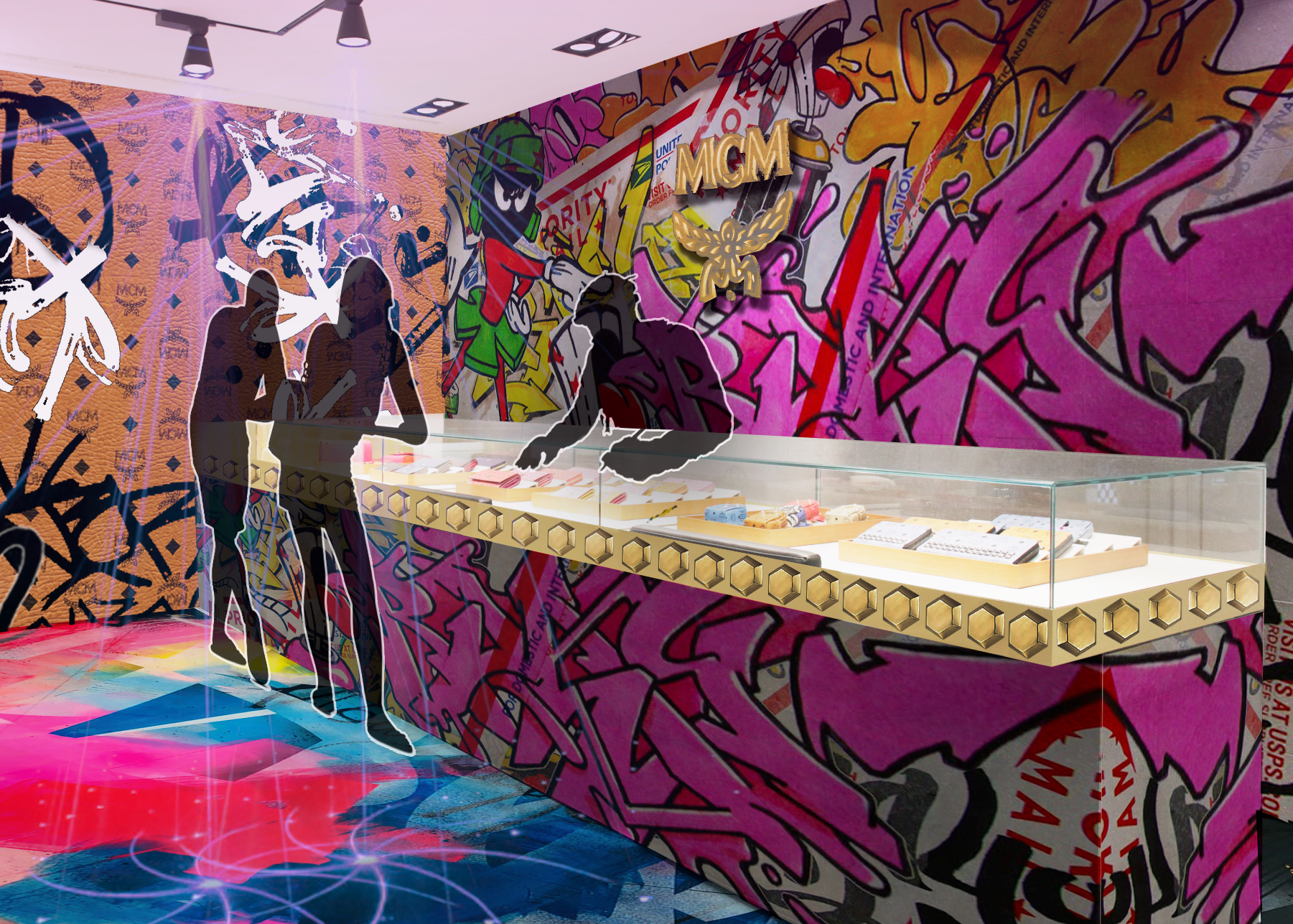 Live graffiti artist product personalization booth