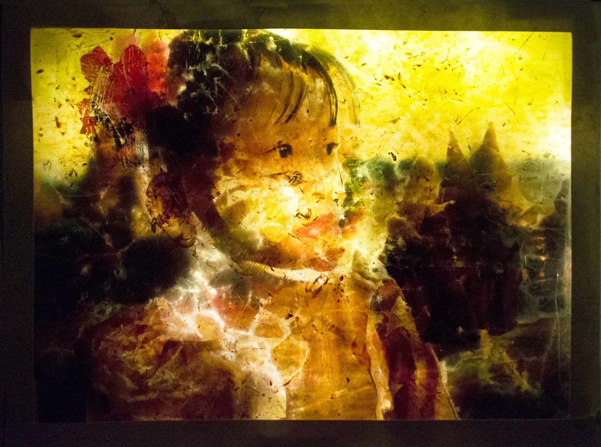 "Drawings" are made in layers and lit from behind