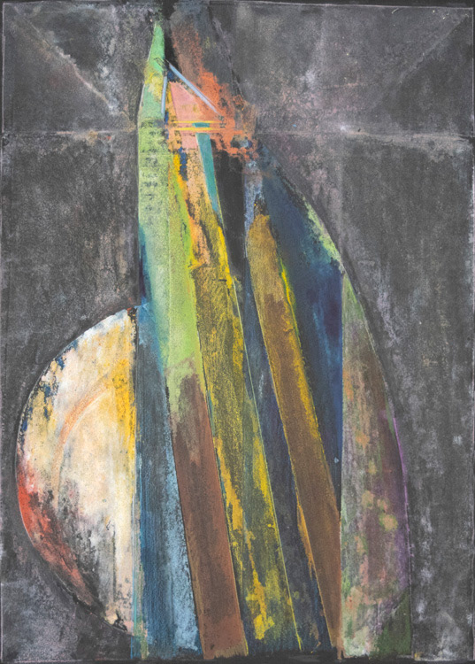 Rainy Day Friend (1985) Monotype, on black Canson paper, 17 x 12 inches