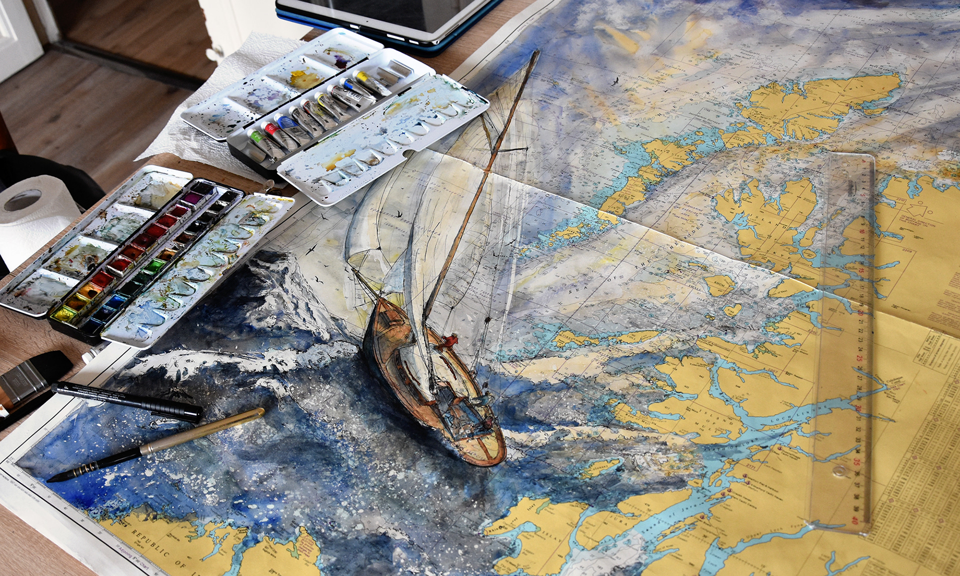 Aquarelle et encres