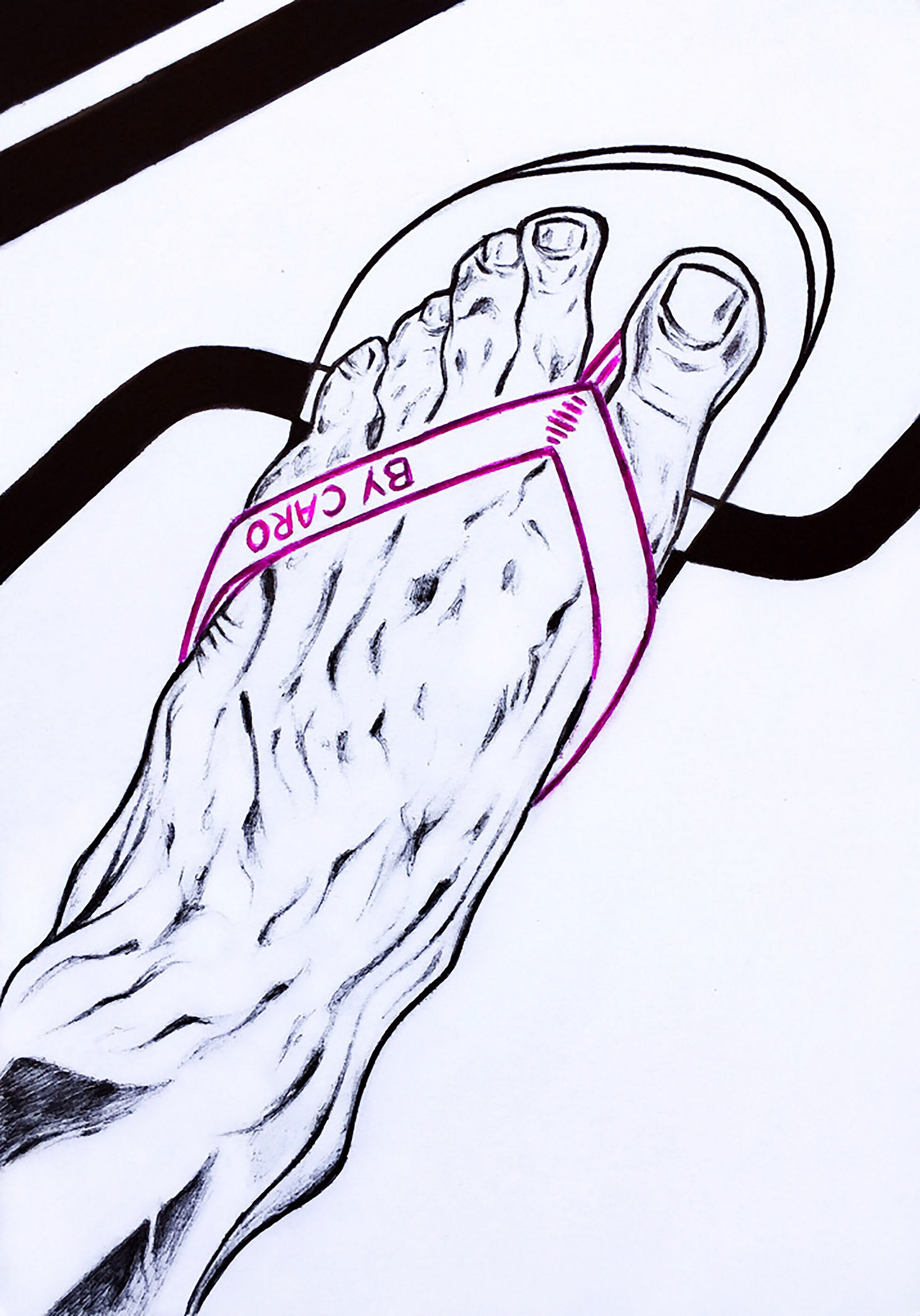 Surroundings, marker pen on card paper, 8.27 x 5.83 inches, 2019