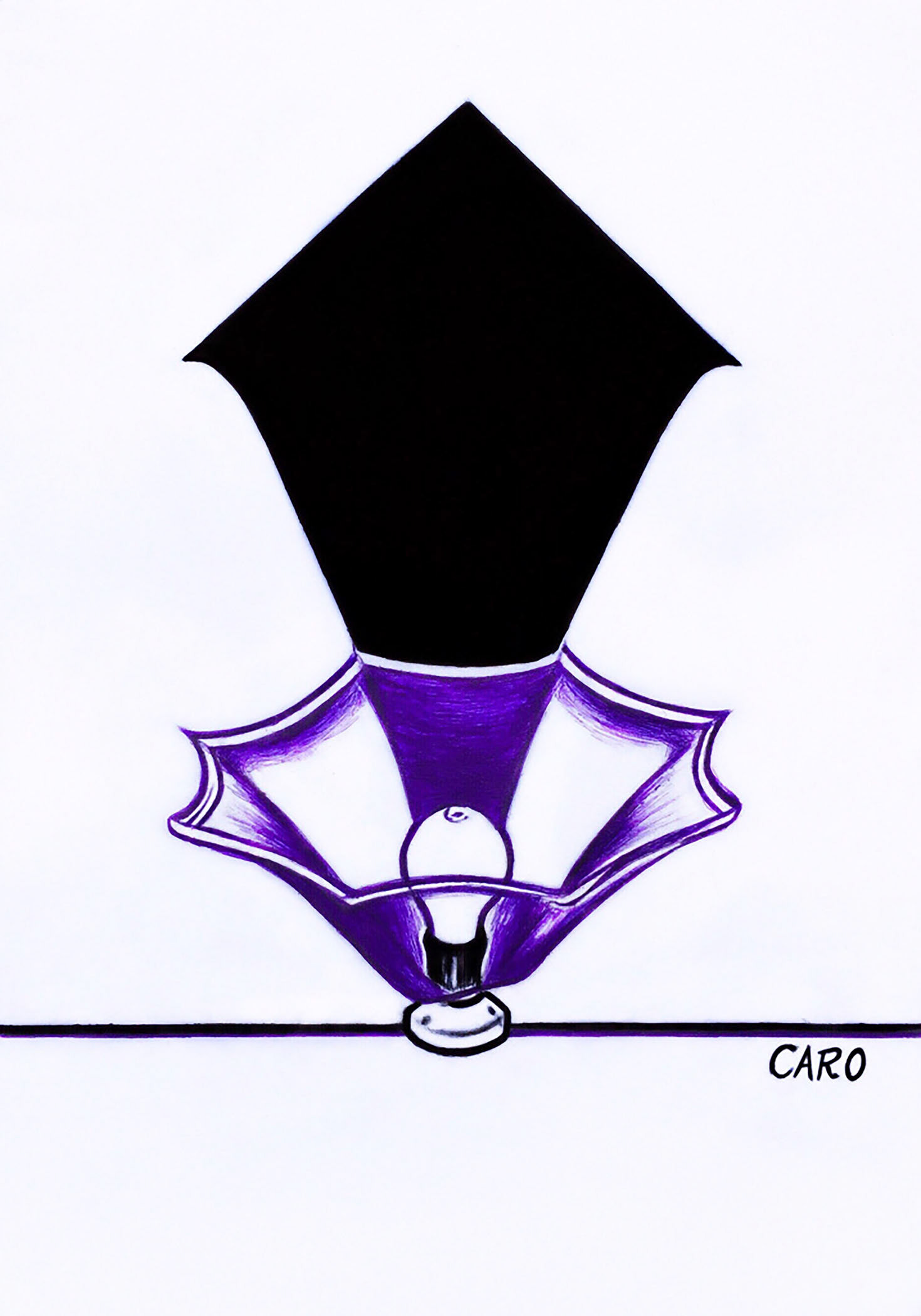 The Lampshade, marker pen on card paper, 8.27 x 5.83 inches, 2019