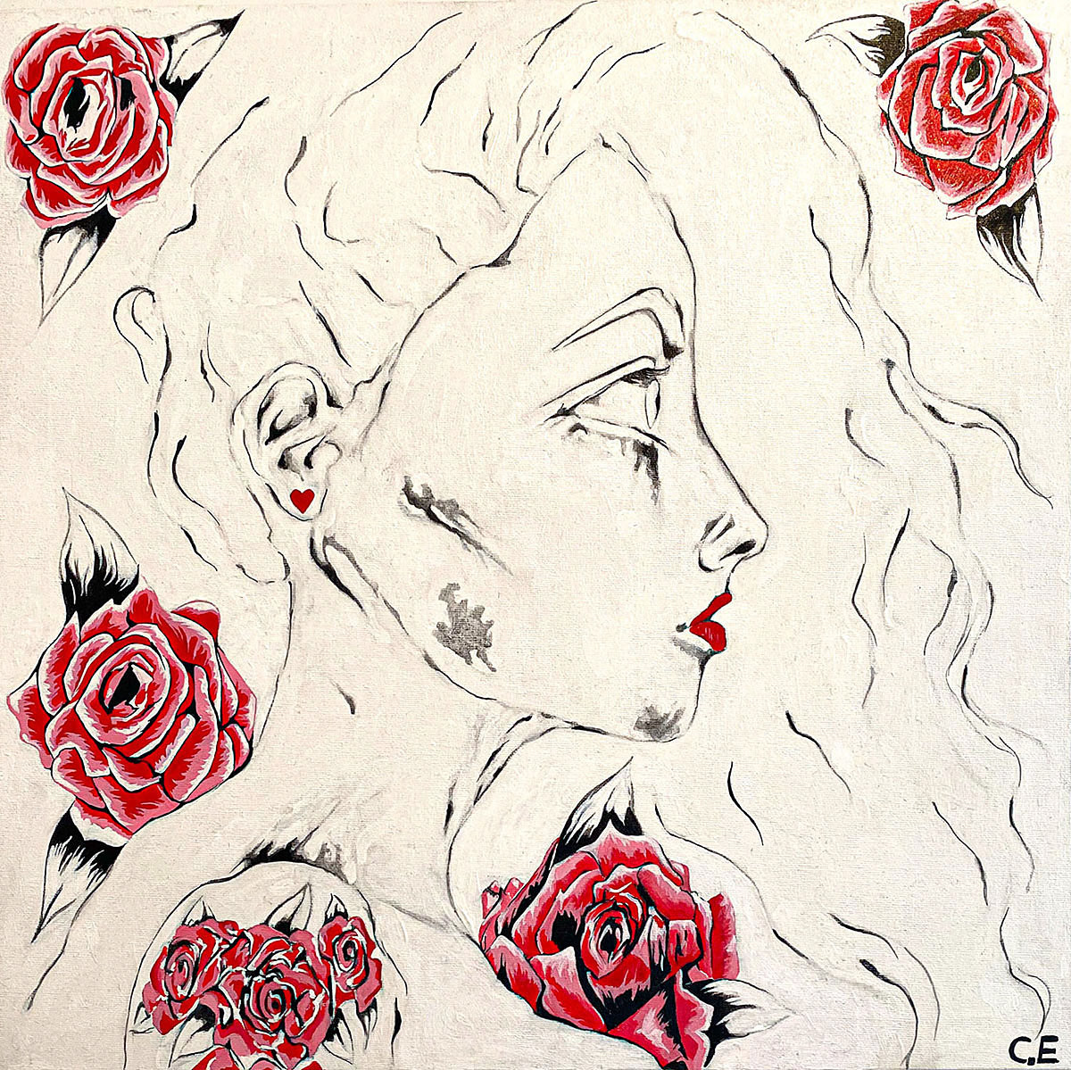 Looking and Thinking, acrylic on canvas, 63.5 x 63.5 x 1.7 cm, 2014.