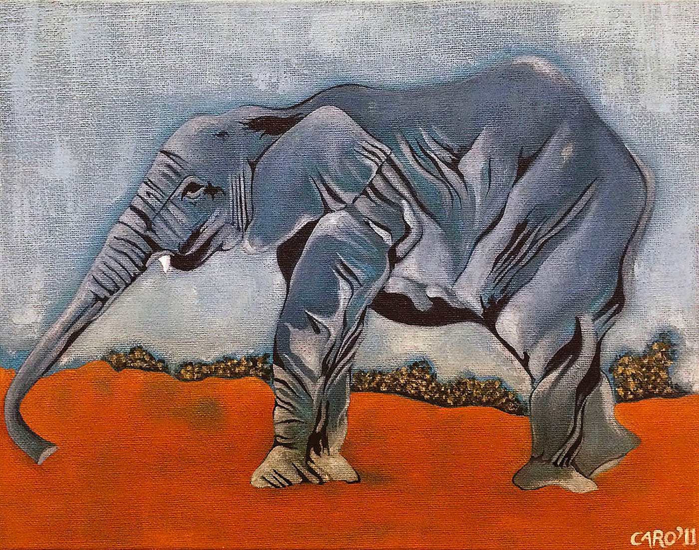 Green Elephant, acrylic on canvas, 25.4 x 30.4 x 1.5 cm, 2010. Courtesy of Google LLC.