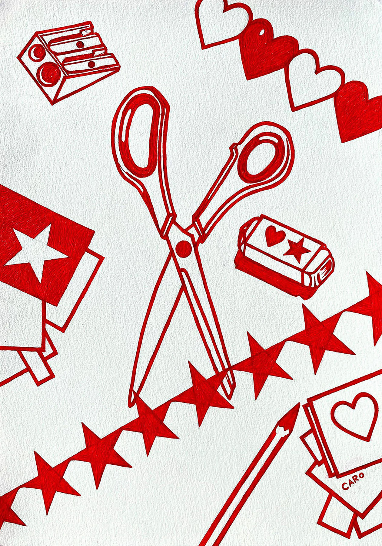 Cutting Out, marker pen on card paper, 29.7 x 21 cm, 2020.