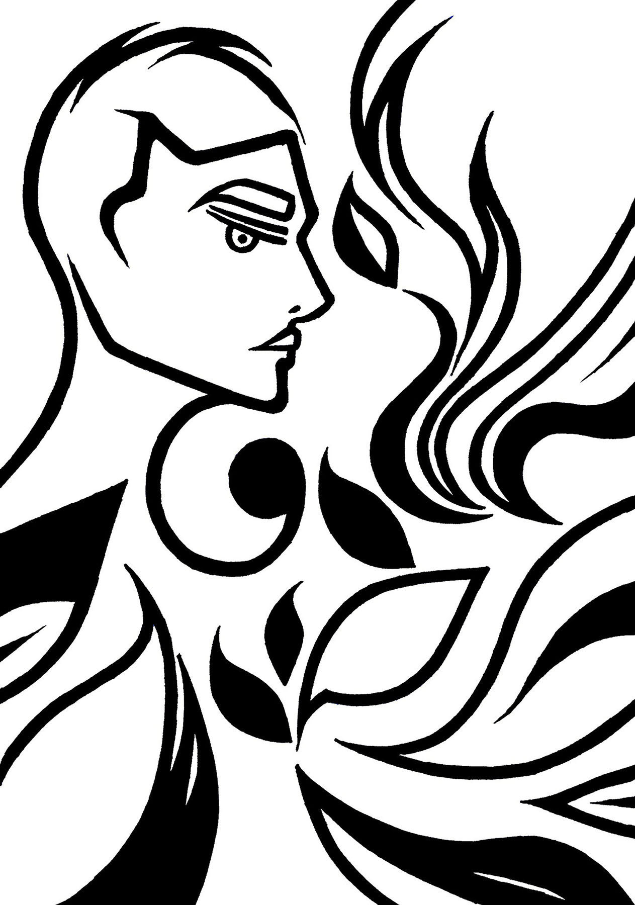Untitled Drawing #7, marker pen on card paper, 21 x 14.8 cm, rendered on Adobe Photoshop, 2020.