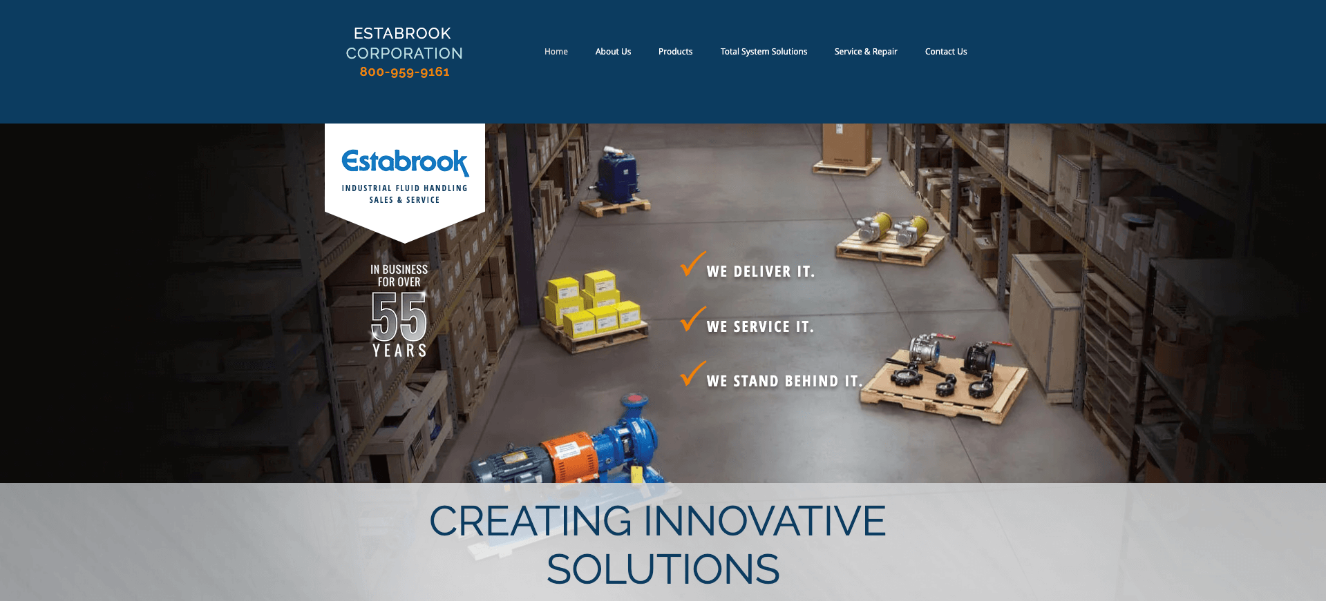 screenshot of Estabrook's new website homepage