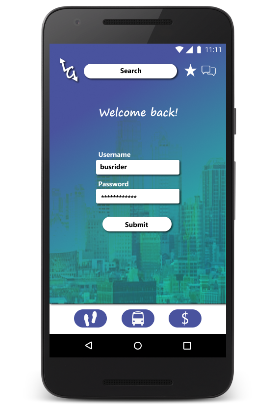 Welcome back screen for Let's Go app