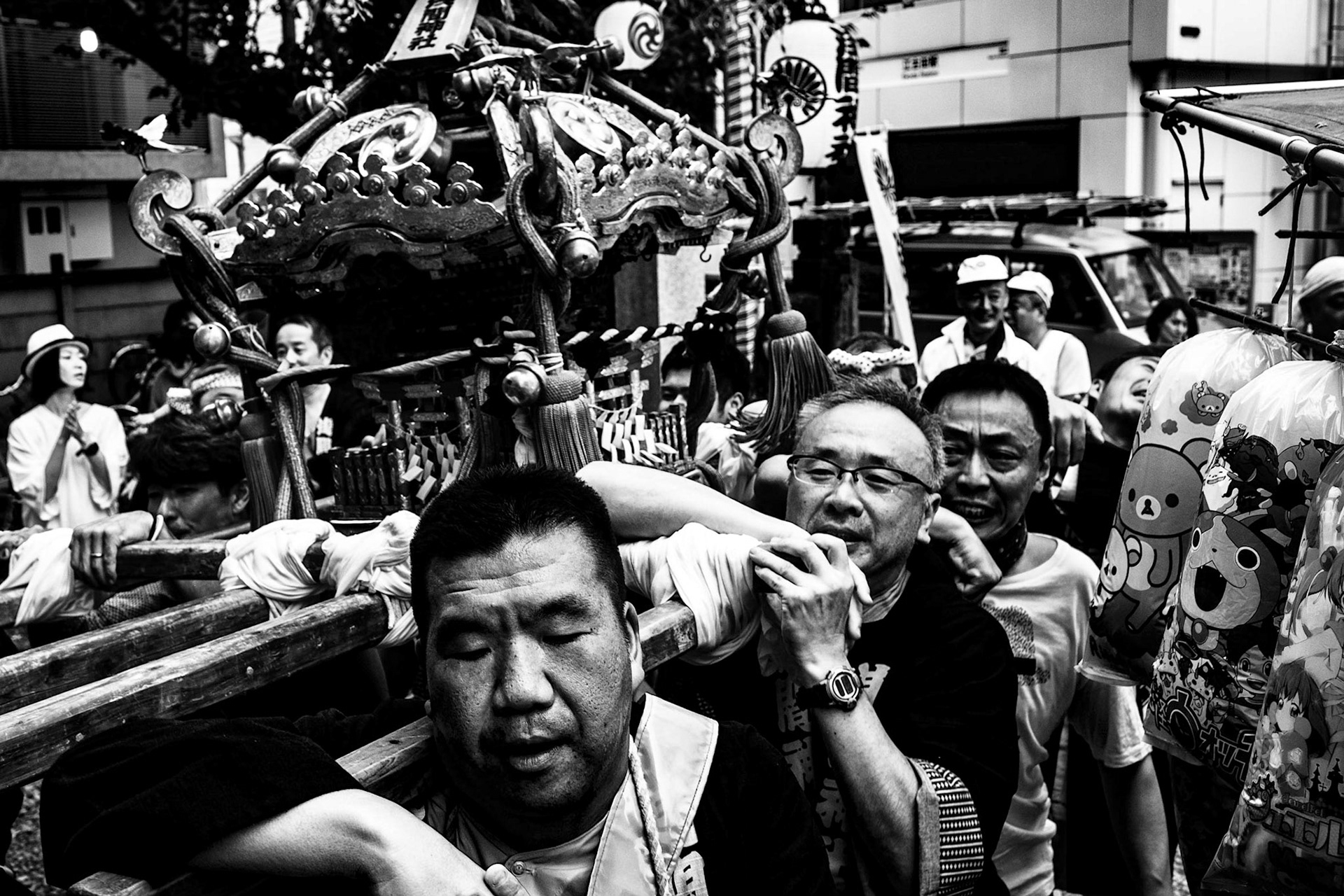 #Matsuri, #Ekoda, #Tokyo, #Japan #temple #noir #bw
