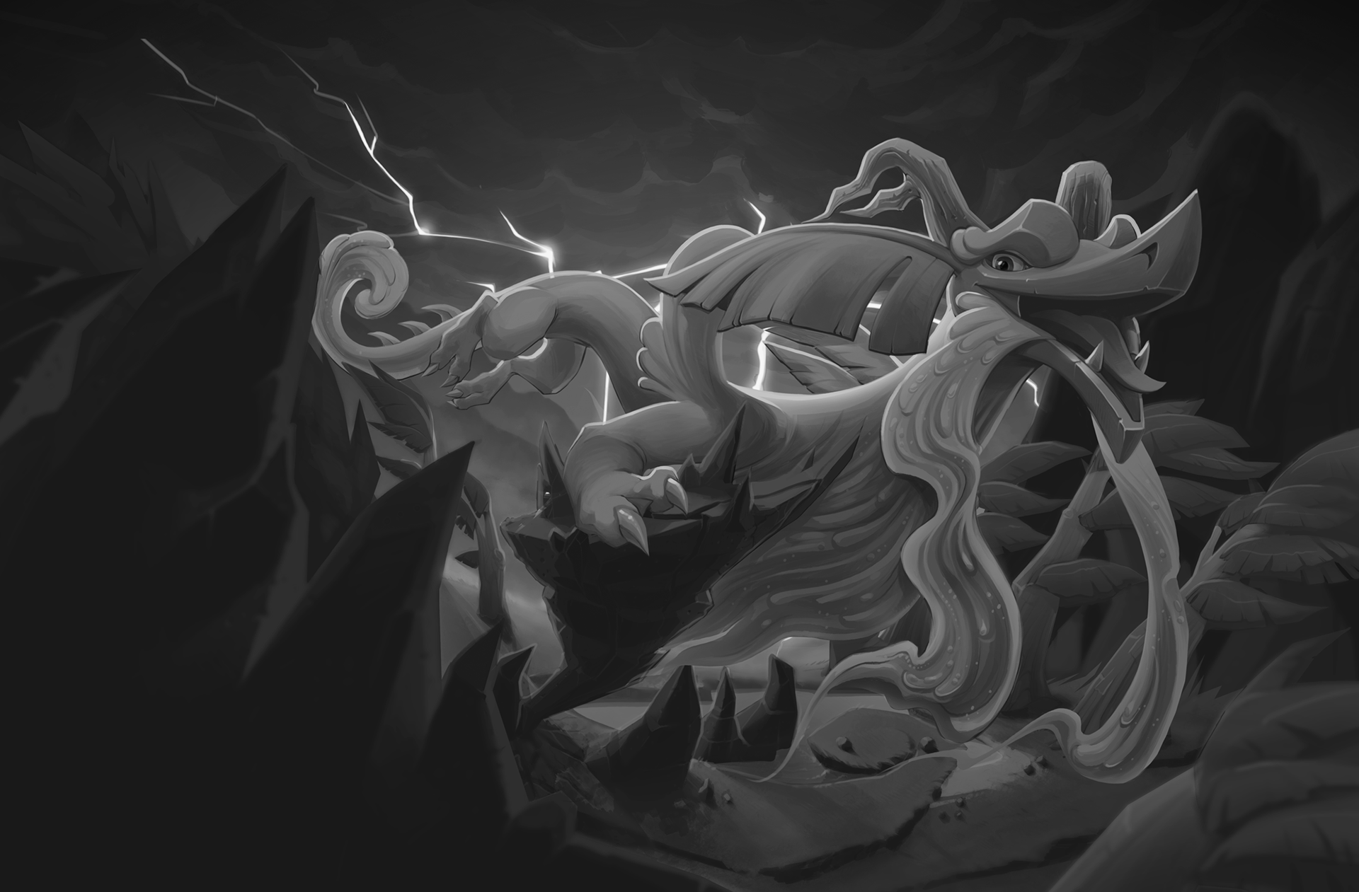 The Grayscale Painting just before moving onto color. I paint in grayscale first to focus on the lighting and values.