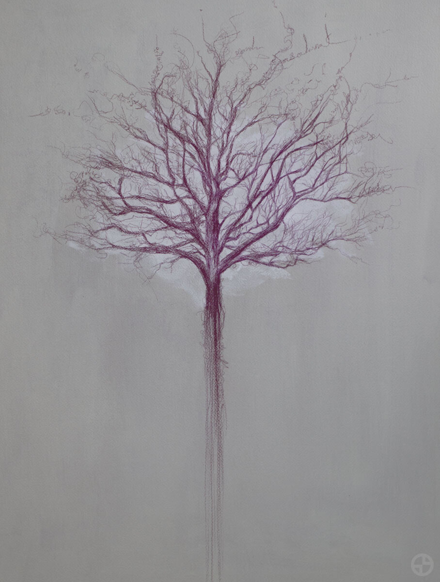 Tree, acrylic & pencil on paper, 61x46 cm, 270 €