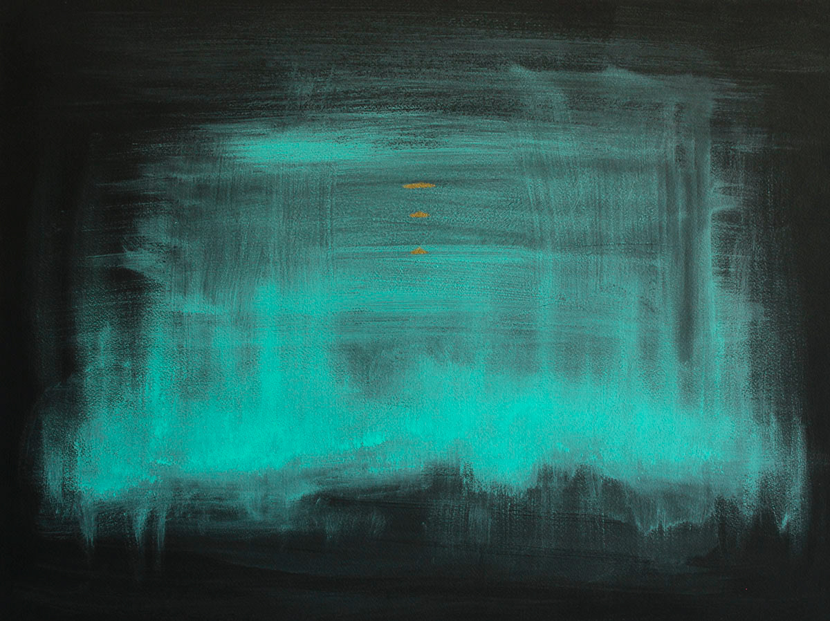 Aurora Borealis, acrylic on paper, 61x46 cm, 150 €