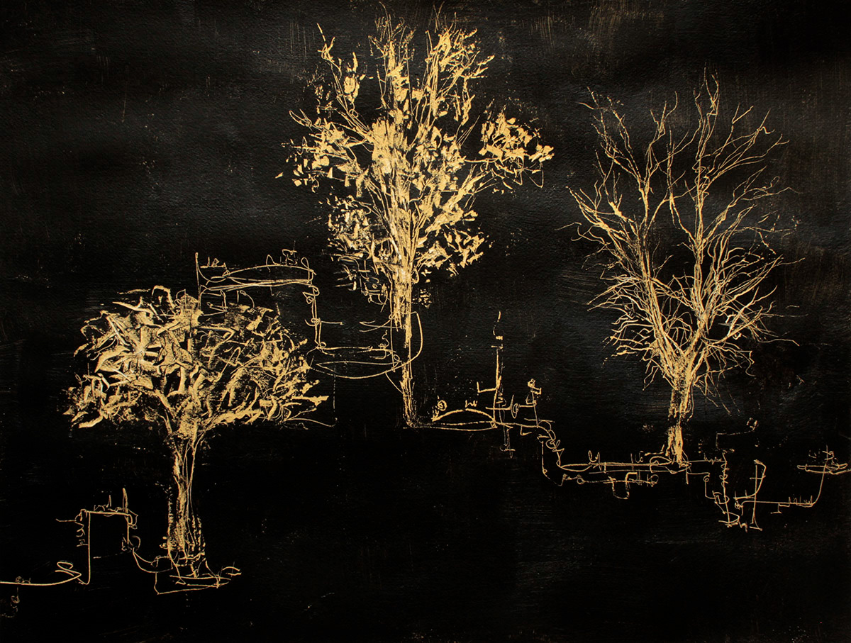 Three trees, acrylic on paper, 61x46 cm, 215 €