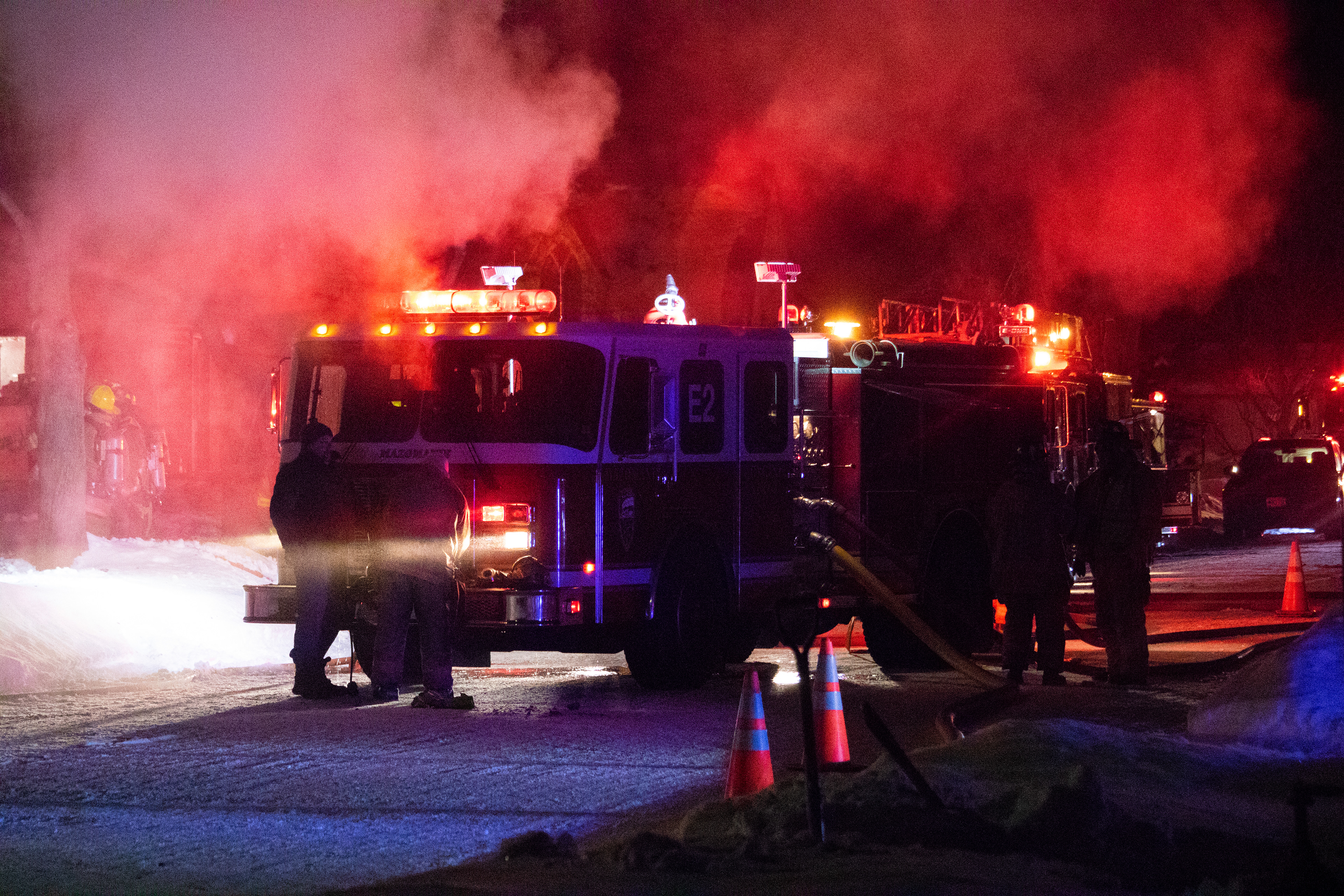 Mazomanie Engine 2 on the scene of Mazomanie house fire.