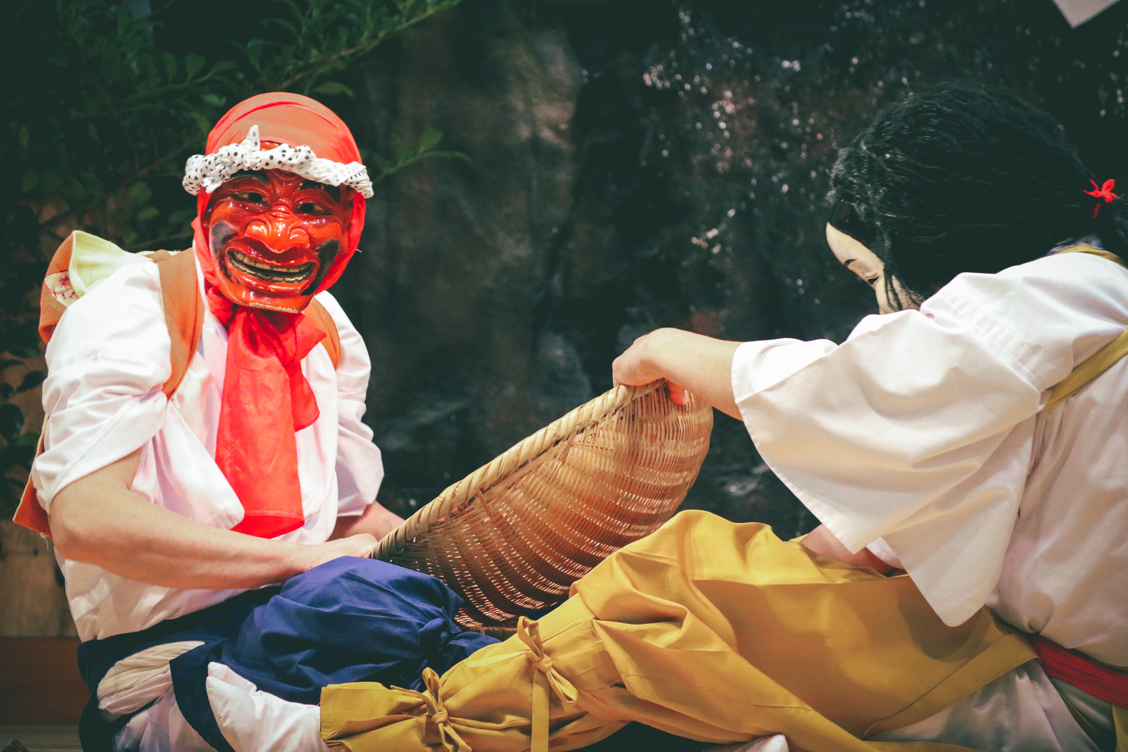 Husband and wife as part of the traditional kagura dance, Japan, 2018