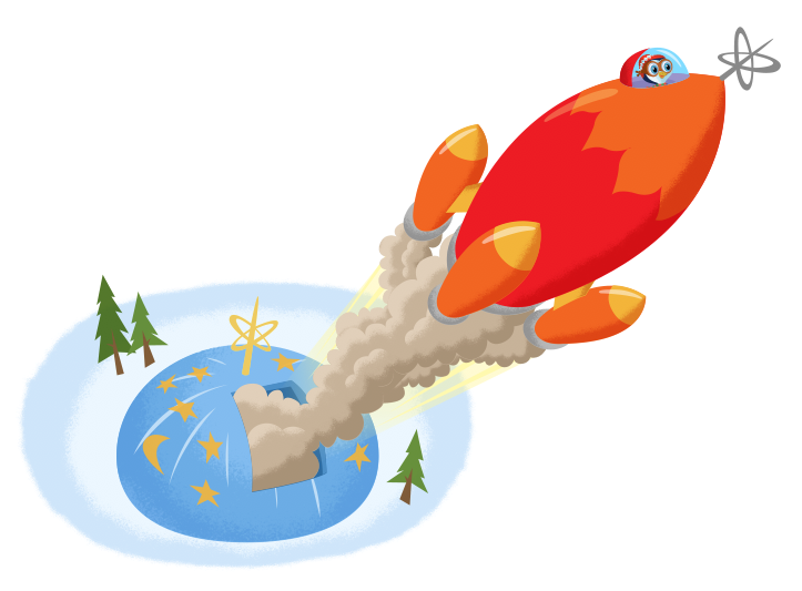 "Presley's Space Spectacular" interior illustration; Illustration and Design; © Hallmark Cards, Inc.