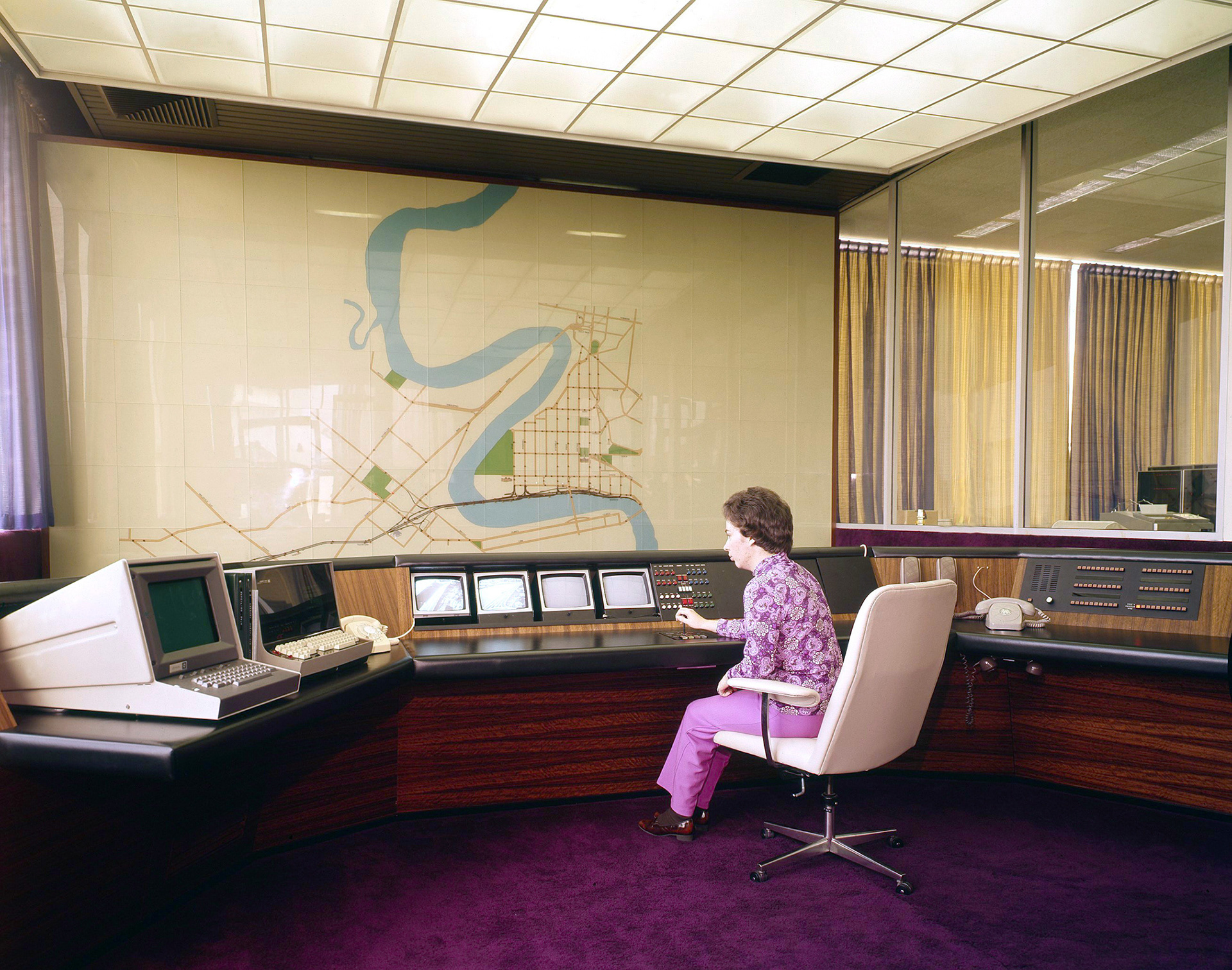 Staff member operating the Wooloongabba Traffic Control Centre.