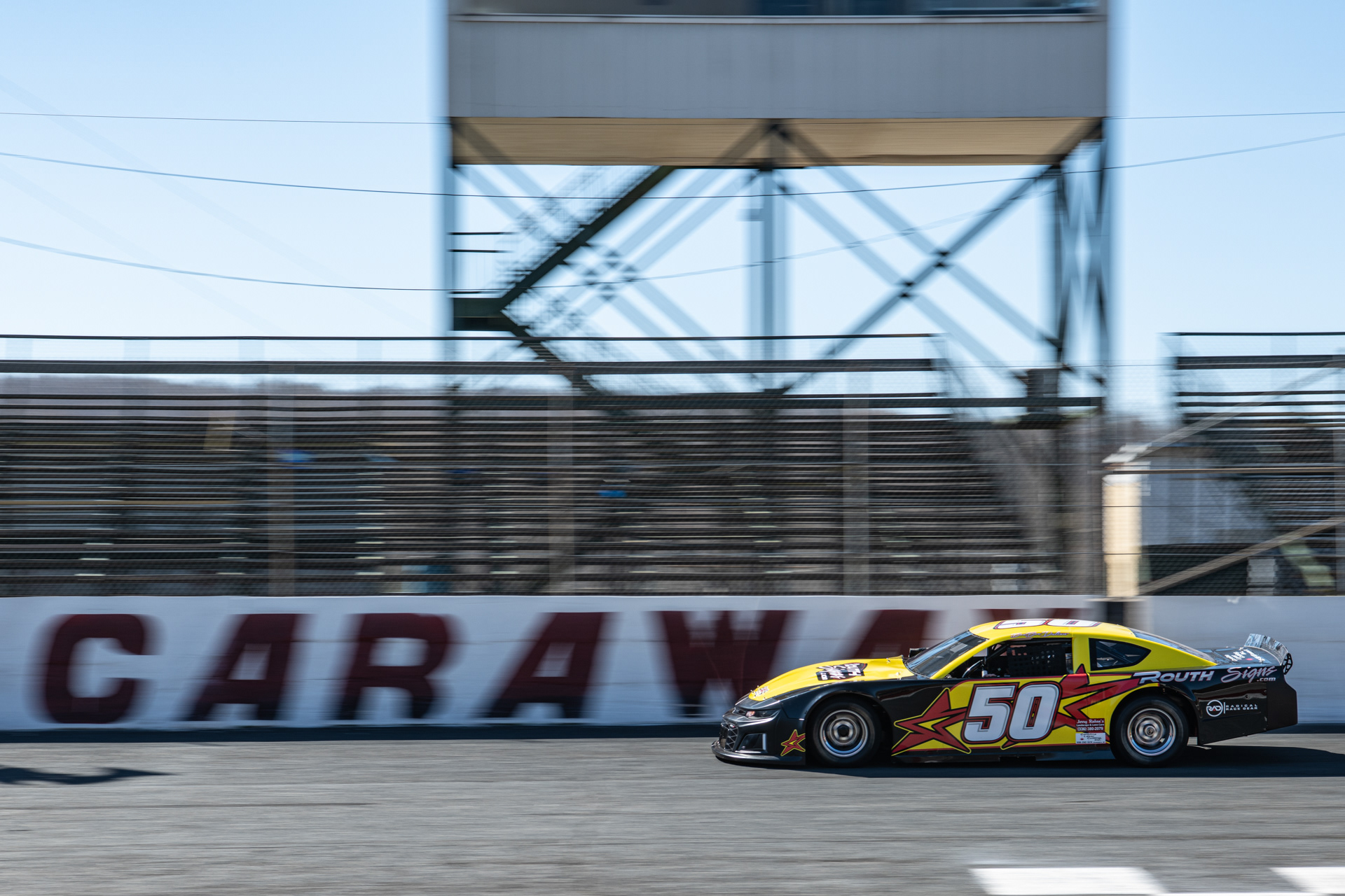 Ross "Boo Boo" Dalton makes a test lap at Caraway Speedway in Sophia, N.C. on March 6, 2021.