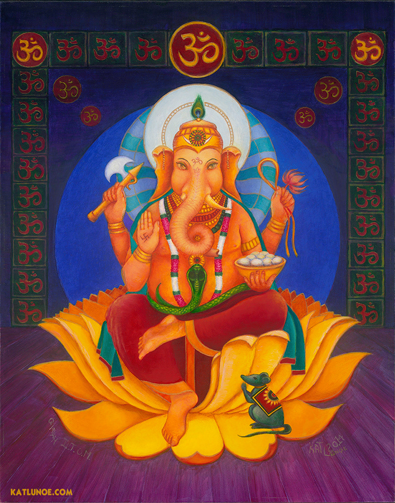 Ganesh Ganesha Hindu God spiritual devotional art Bhakti yoga oil painting