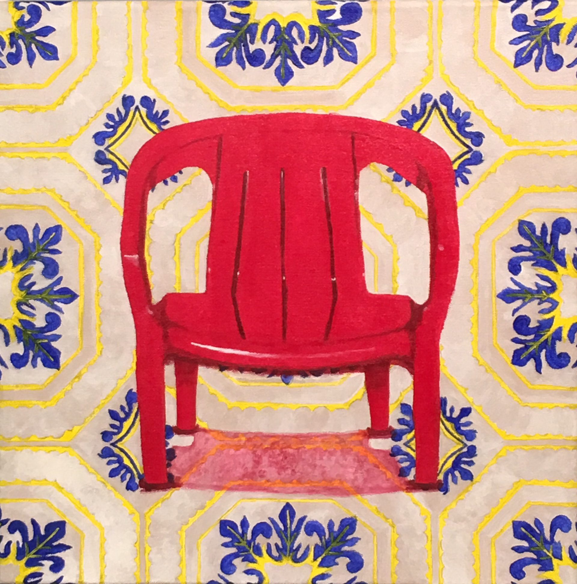 "Mema's Porch," acrylic on canvas, 16 in. x 16 in. 2017.