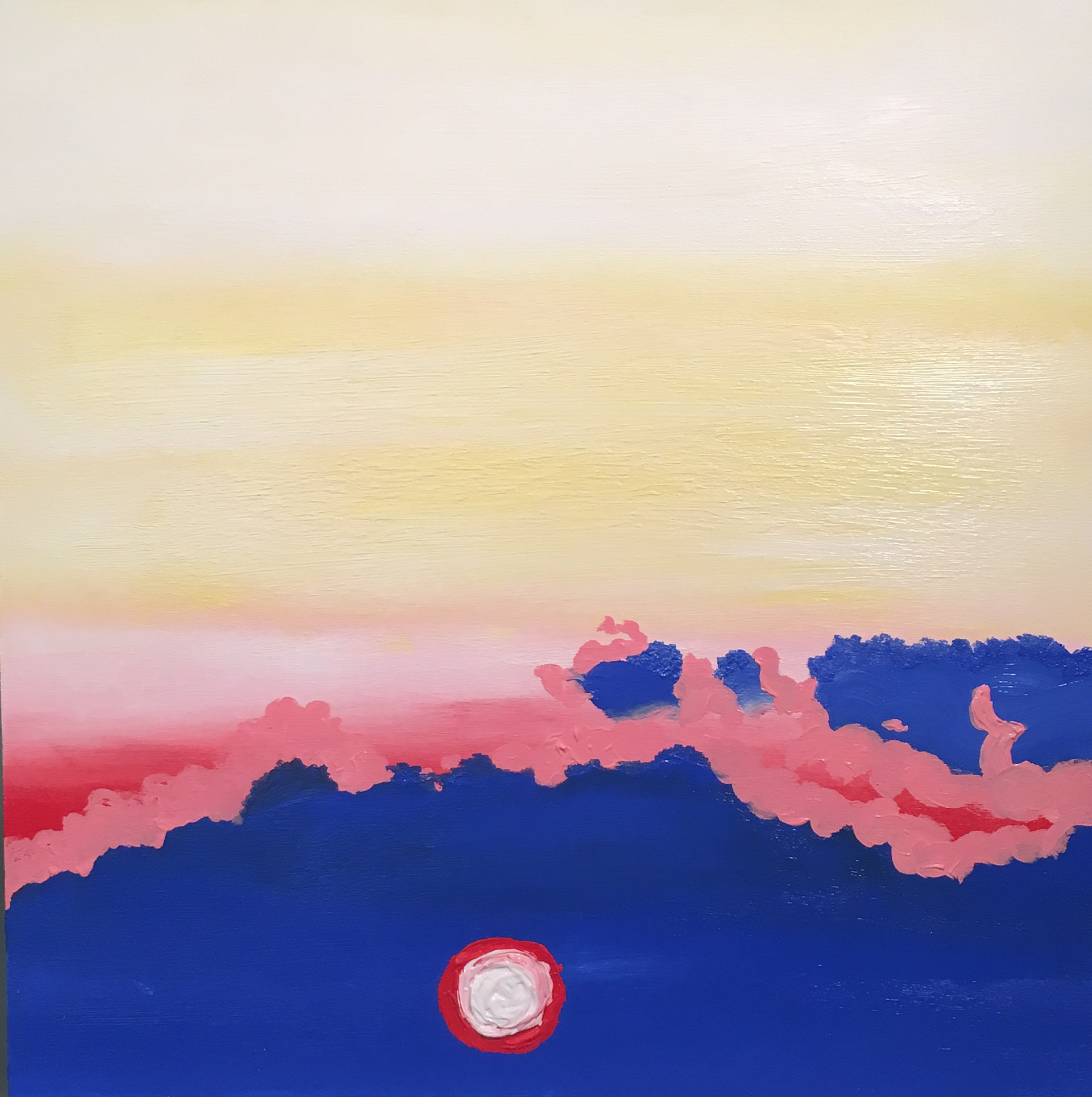 "Lindo Cielo," acrylic on wood panel, 20 in. x 20 in. 2017.