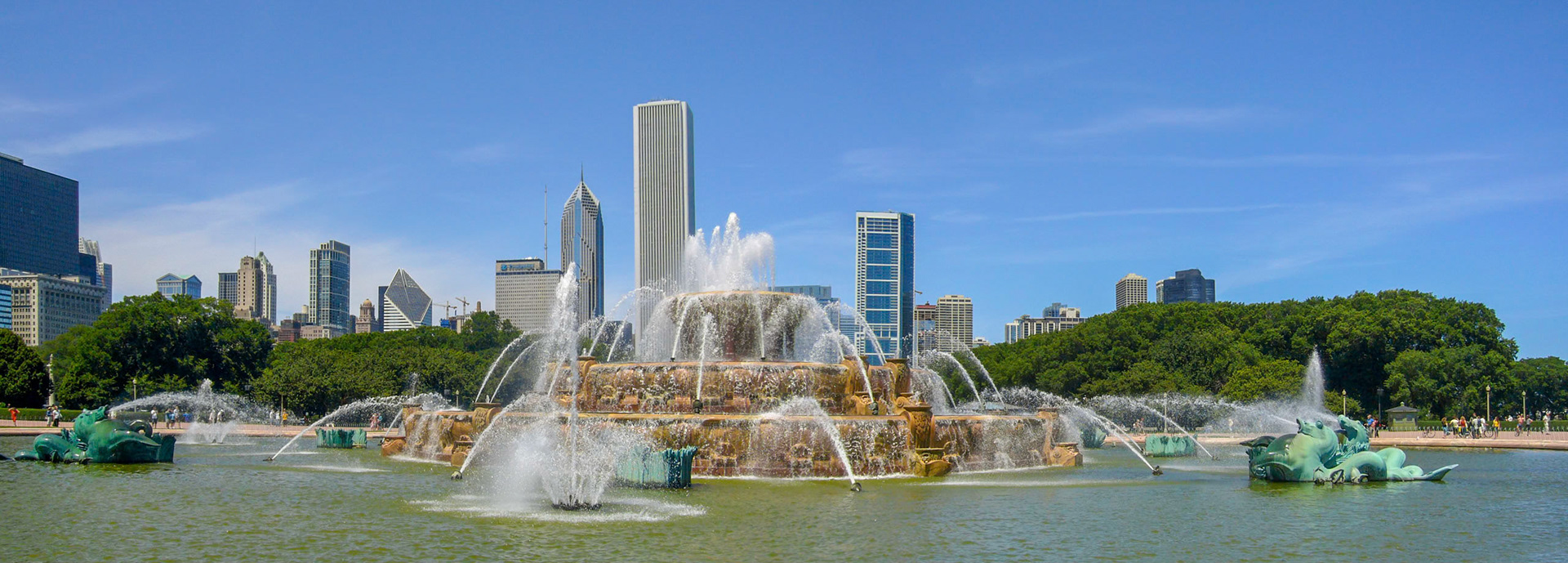 Clarence F. Buckingham Memorial Fountain in Grant Park in Chicago Illinois.