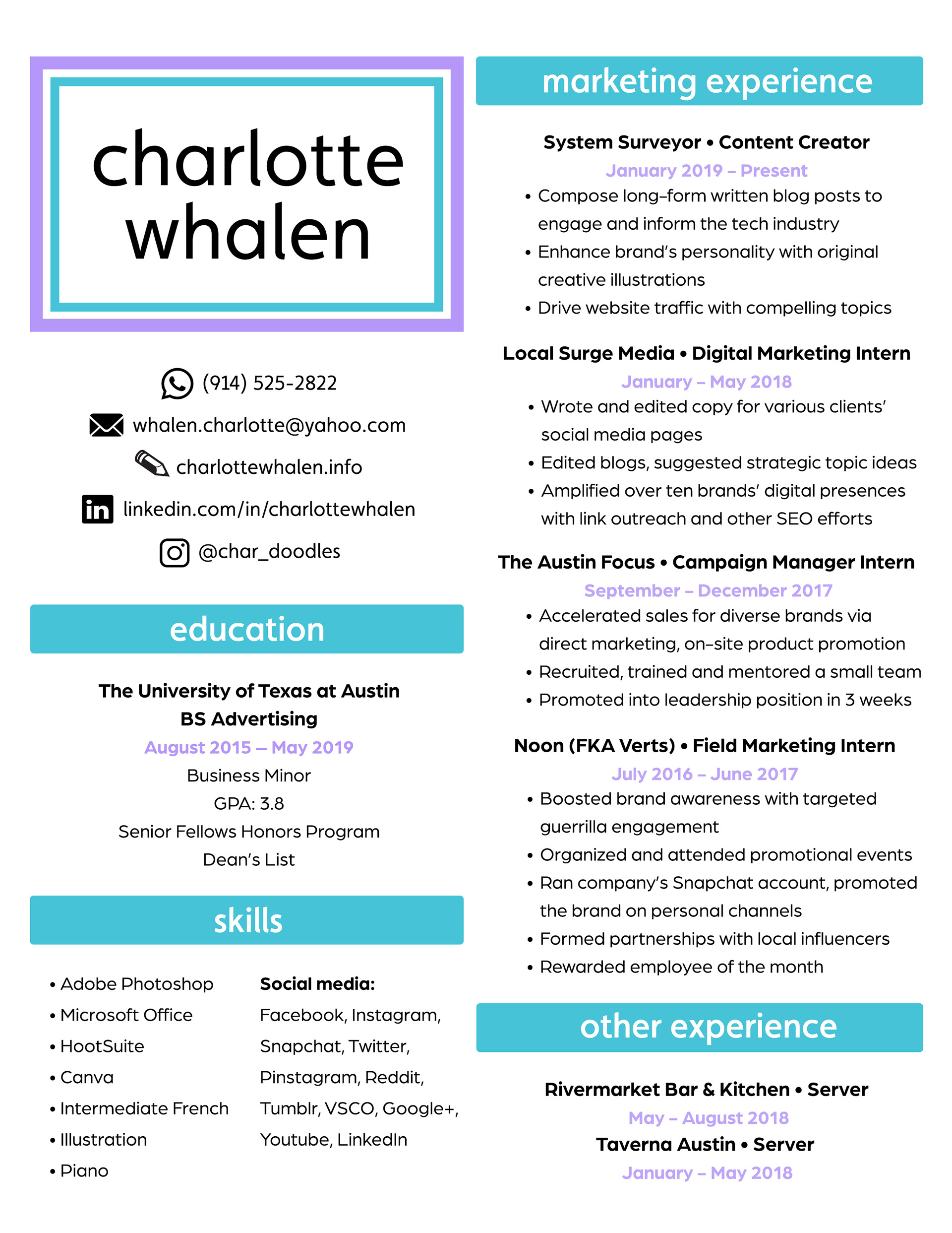 Charlotte Whalen Resume