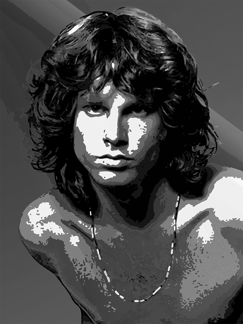 Jim Morrison black and white photo trace