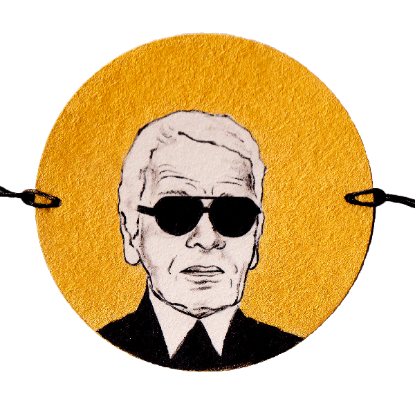 Karl/Andy, 2019, Peinture acrylique sur carton, Ø10,5 cm Ø © Alexia Atmouni