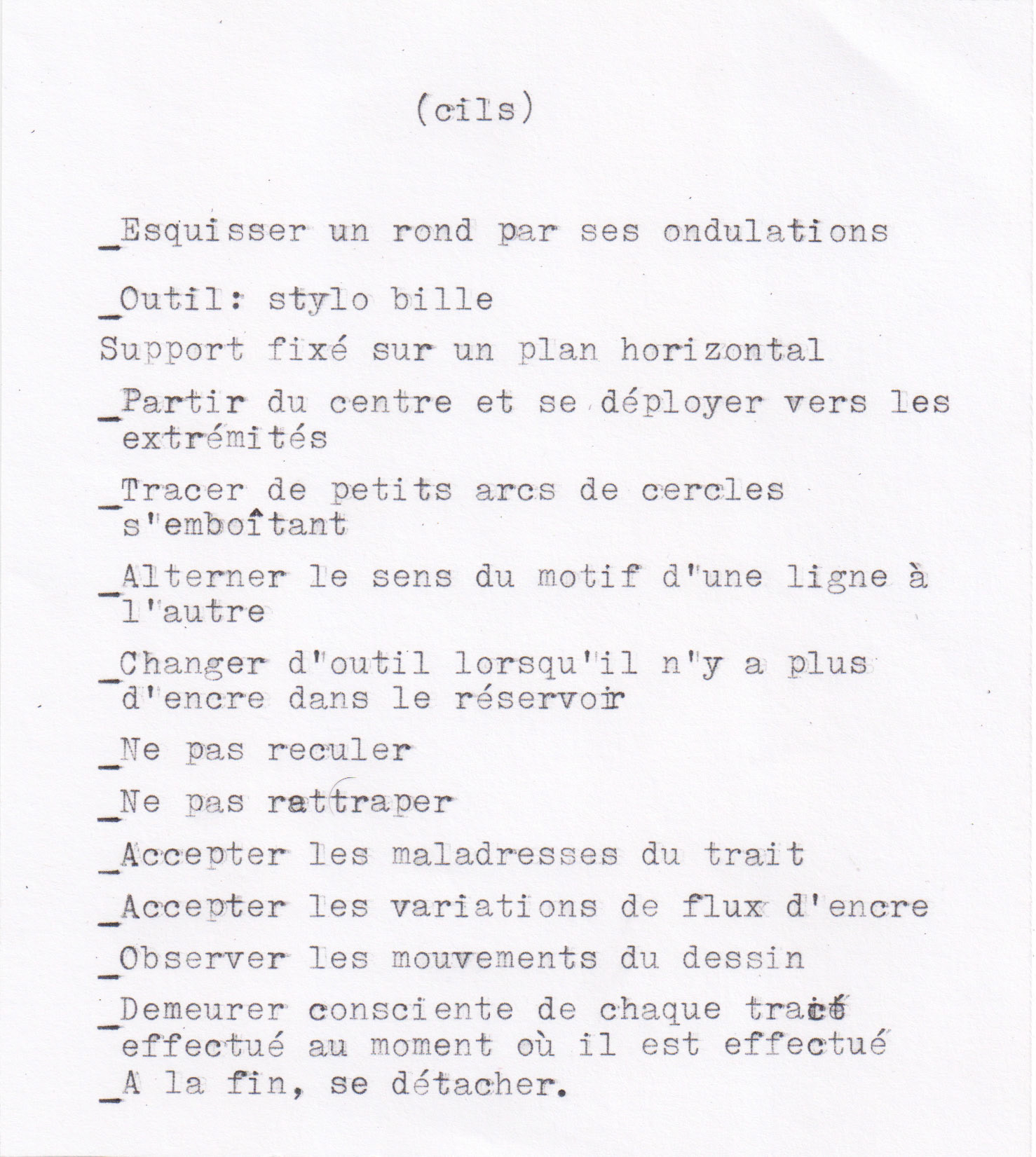 Protocole pour Cils