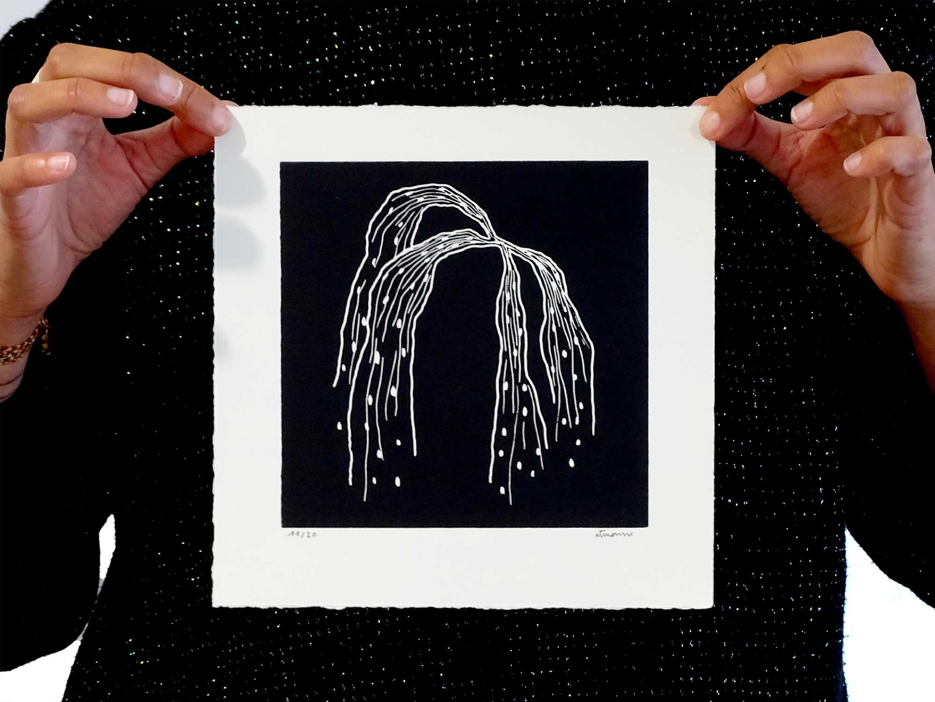 Linogravure tirée à 20 exemplaires Encre aquawash sur papier simili japon 225g/m² 20 x 20 cm - 2021 © Alexia Atmouni
