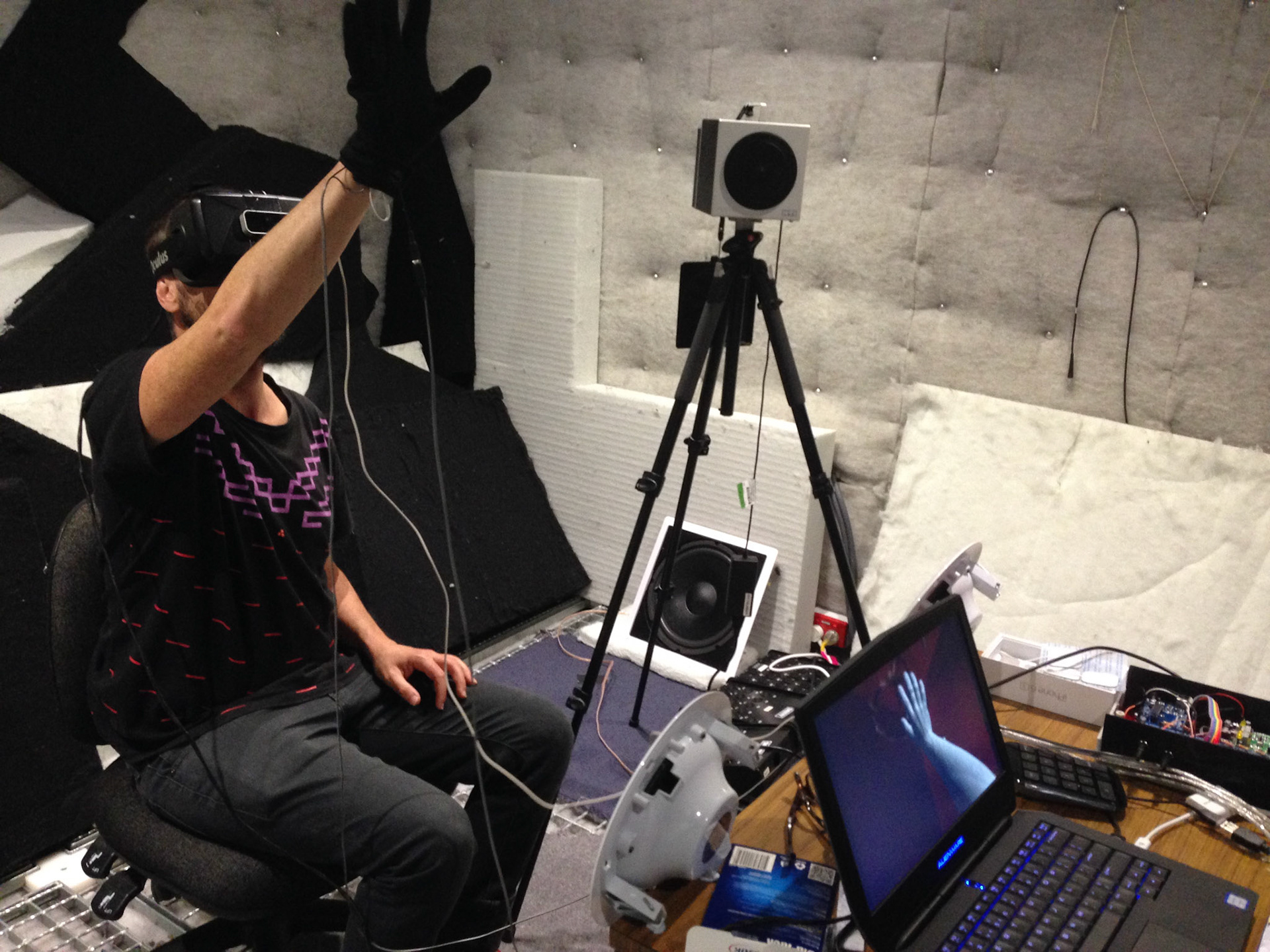 Andrew testing inside an anechoic chamber at Sydney uni