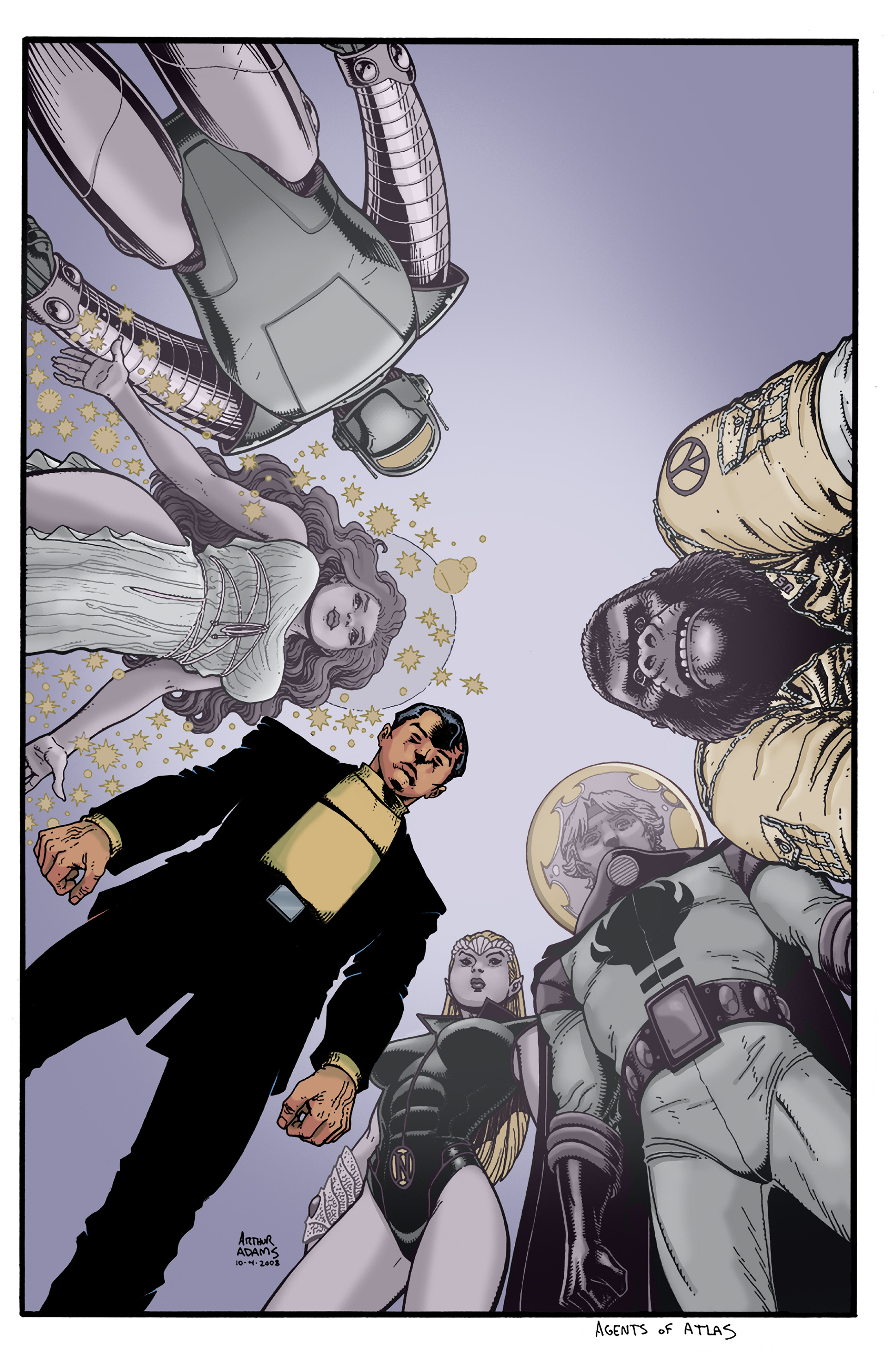 Jimmy Woo & Agents of Atlas line art by Arthur Adams