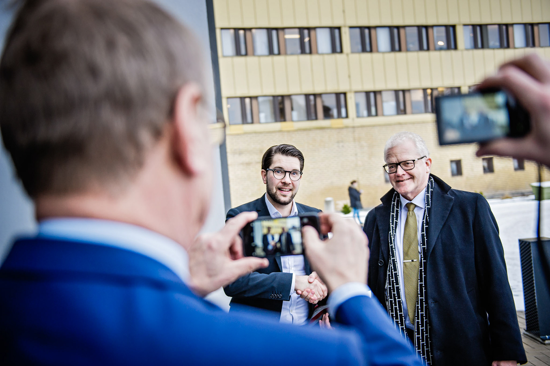 Jimmie Åkesson, leader of the xenophobic party Swedish Democrats, visits the company Sandvik.