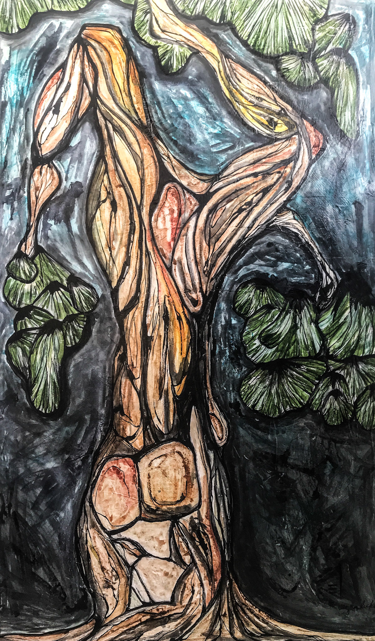 The Climber | 36 x 60" | Mixed media on Venetian plaster and canvas.