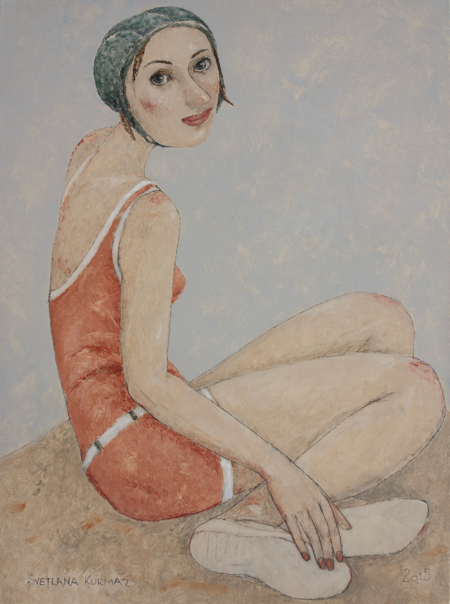 GIRL IN A RED SWIMSUIT, oil on canvas, 80x60cm. Available.