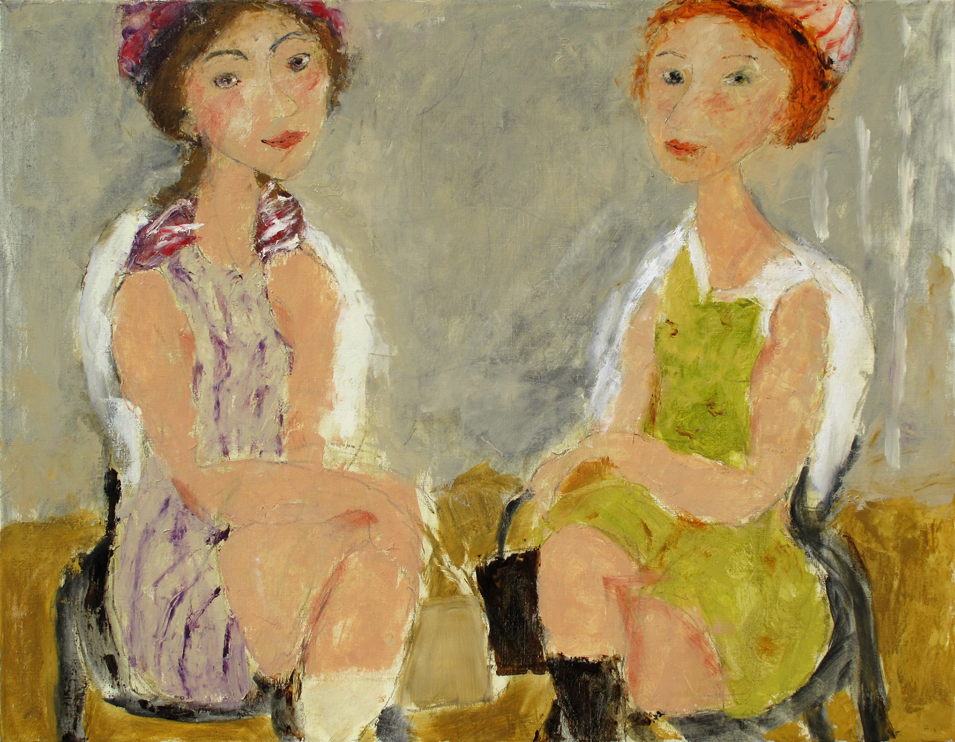 LADIES SALON, oil on canvas, 70x90cm.
