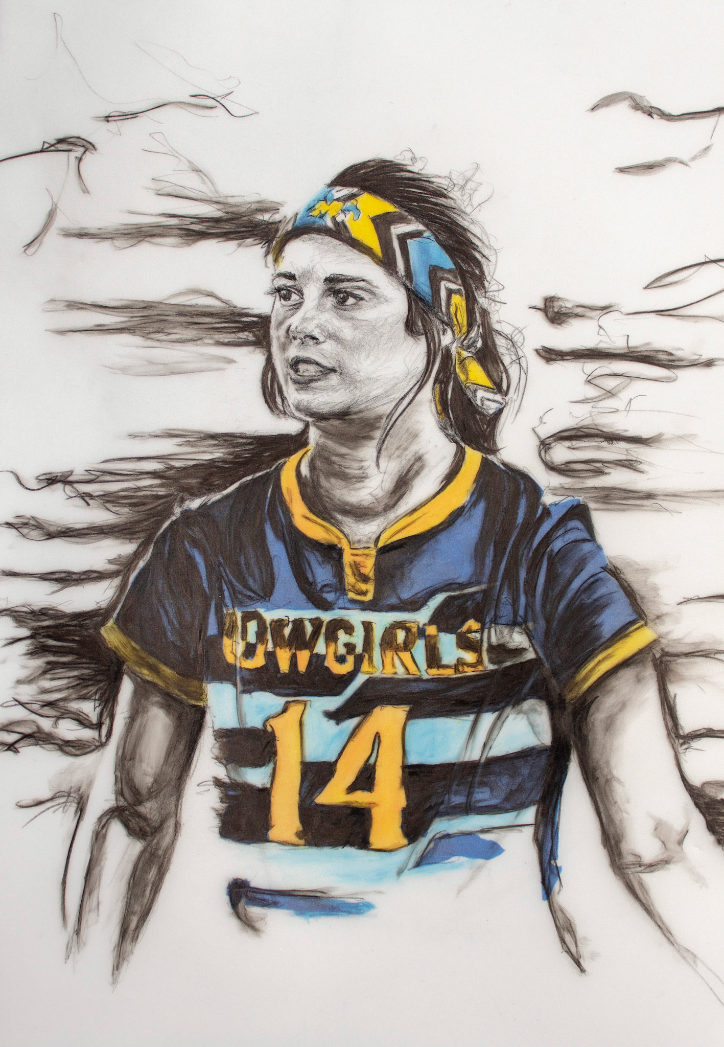 untitled, stabilo pencil, painter's tape on velvet tone, 24 x 18 inches
