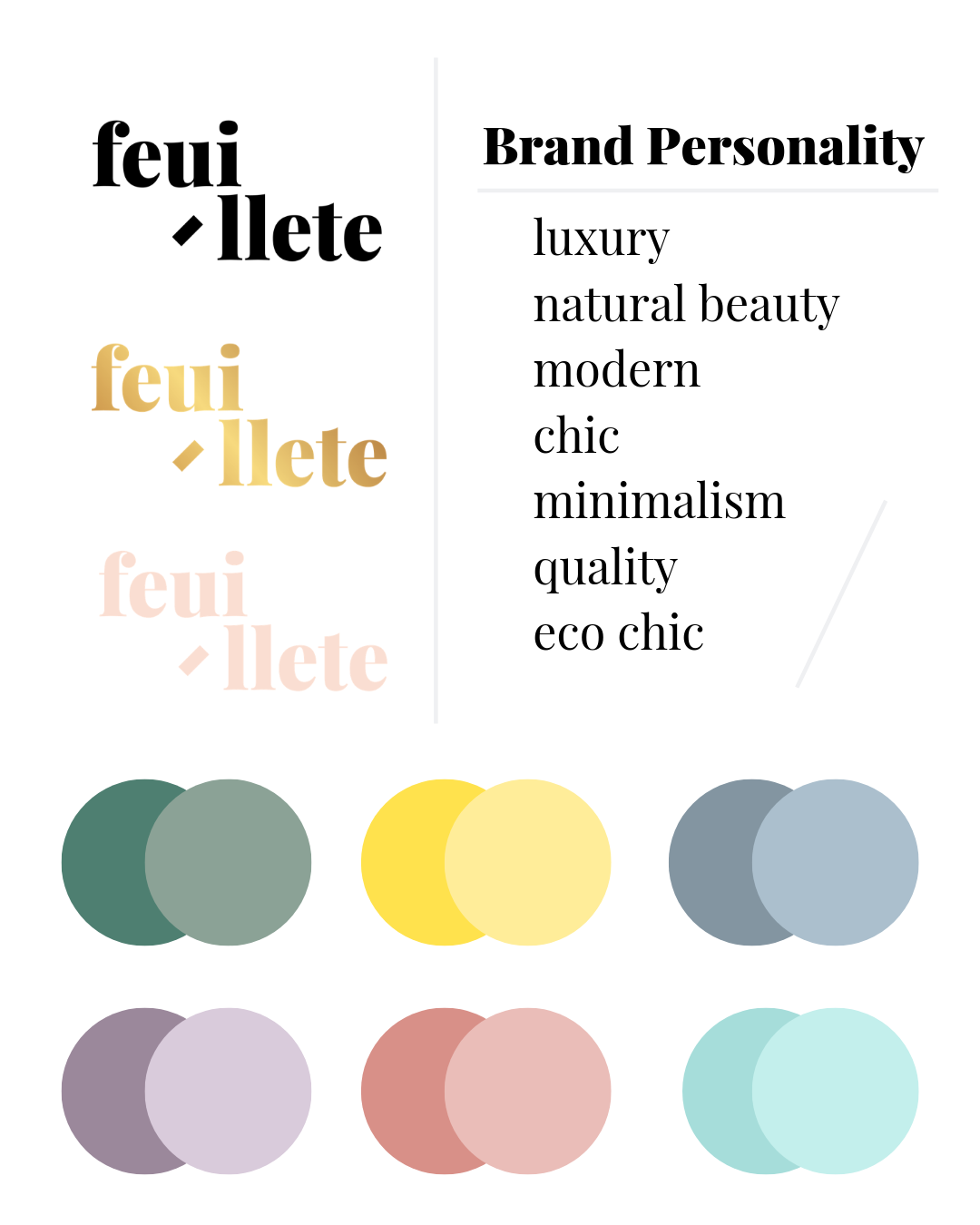 Feuillete branding, colors, logo, personality