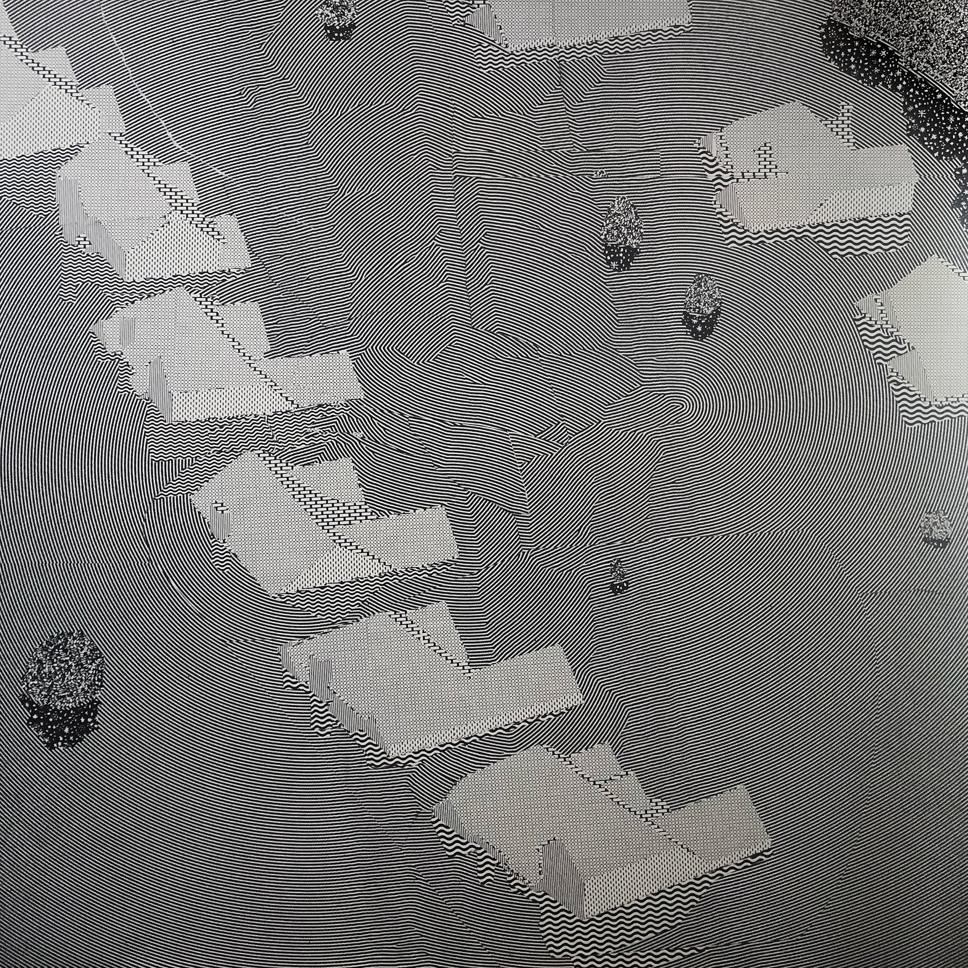Austell Georgia, 24" x 24", archival carbon print, collage on wood panel 2019