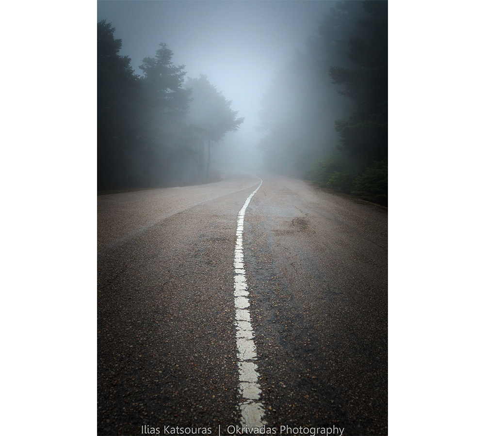 windy foggy mountain road δαιδαλώδης ορεινός δρόμος πάρνηθα